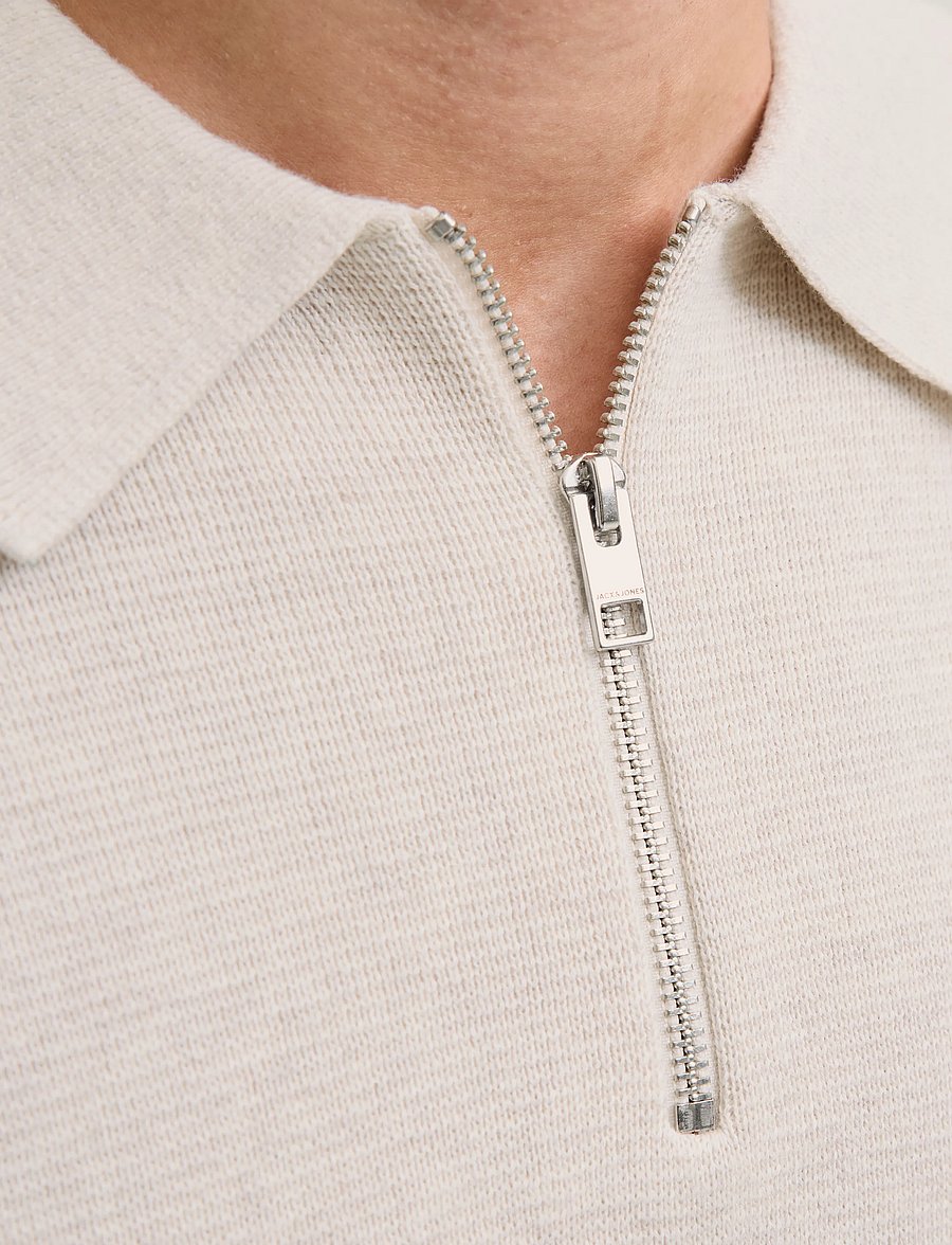 Jack & Jones - JPRBLAMILANO STITCH KNIT ZIP POLO SN - half zip jumpers - cloud dancer - 4