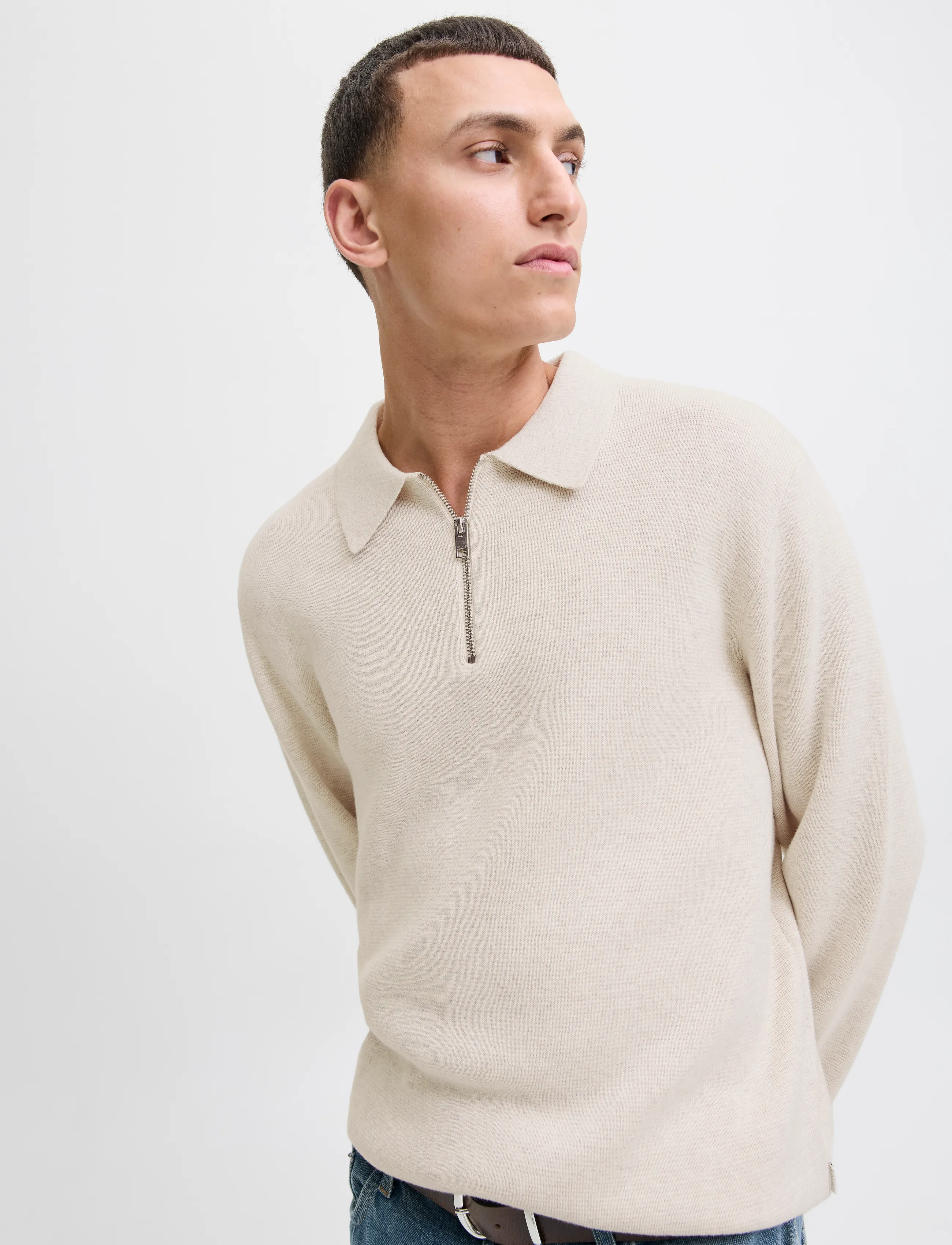 Jack & Jones - JPRBLAMILANO STITCH KNIT ZIP POLO SN - half zip jumpers - cloud dancer - 5