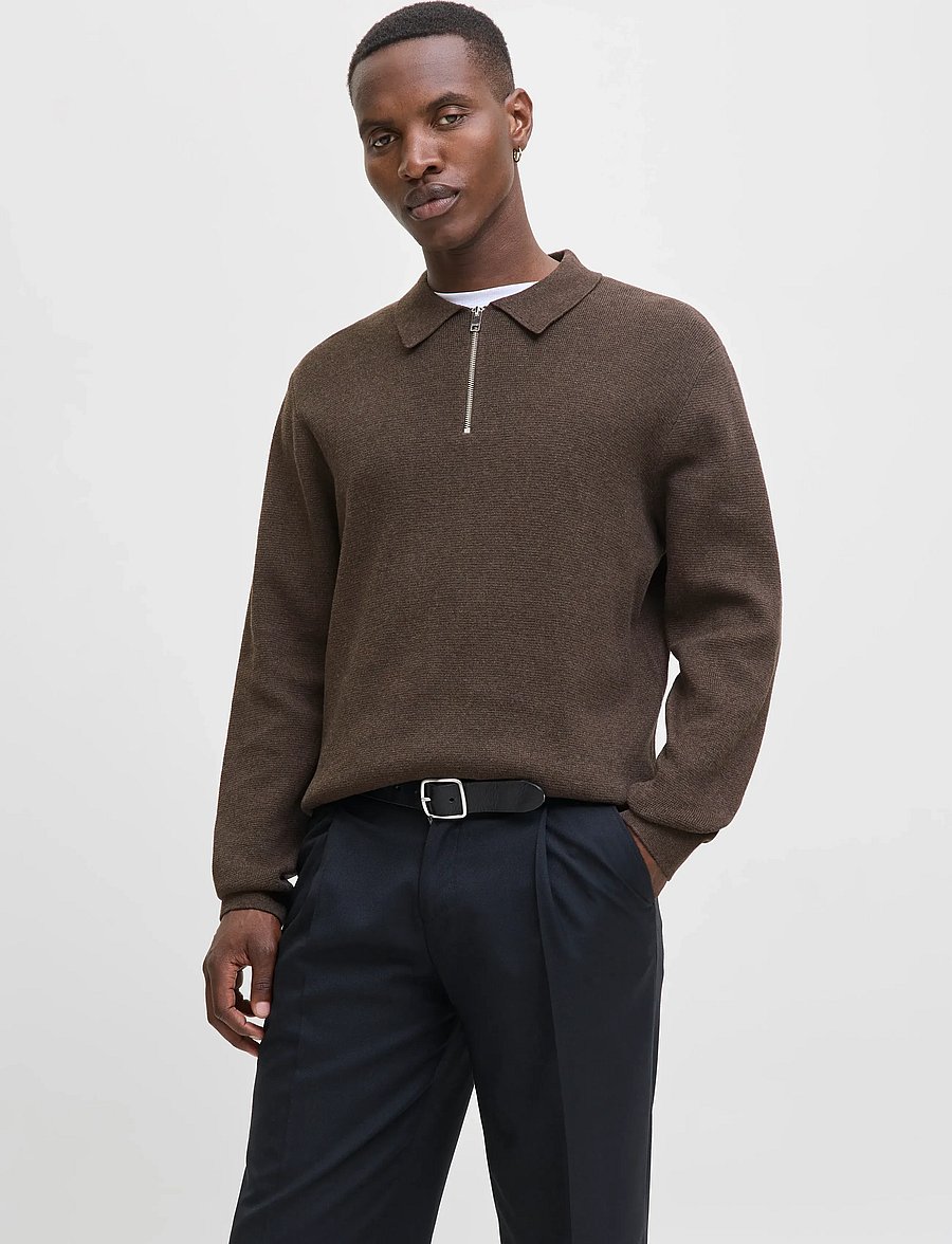Jack & Jones - JJMILANO STITCH KNIT ZIP POLO SN - half zip-tröjor - delicioso - 0
