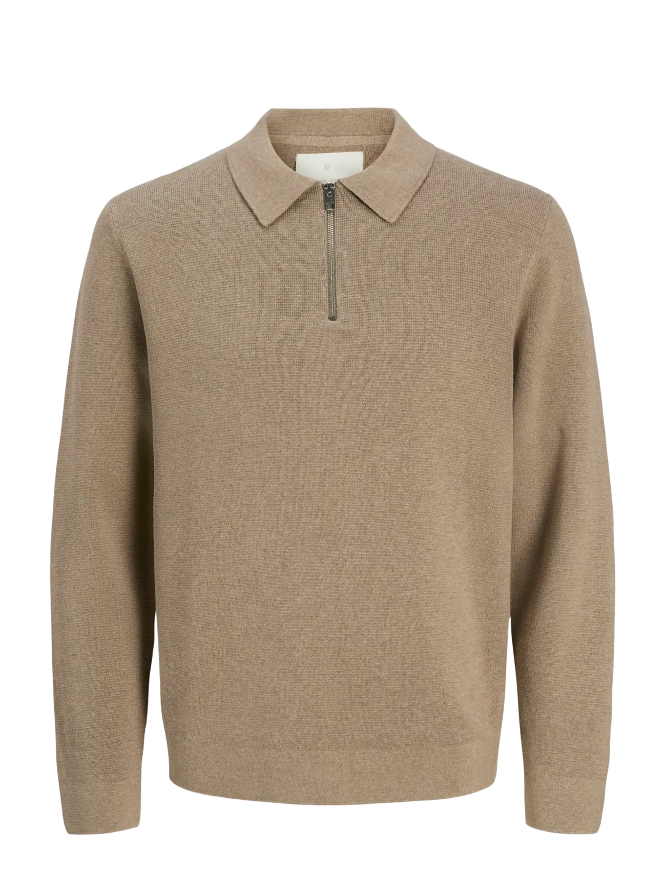 JACK & JONES Jjmilano Stitch Knit Zip Polo Sn Beige - L - Herren