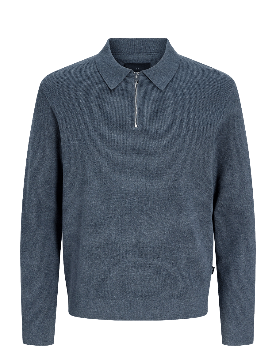 Jack & Jones - JJMILANO STITCH KNIT ZIP POLO SN - pullover mit halbem reißverschluss - turbulence - 1