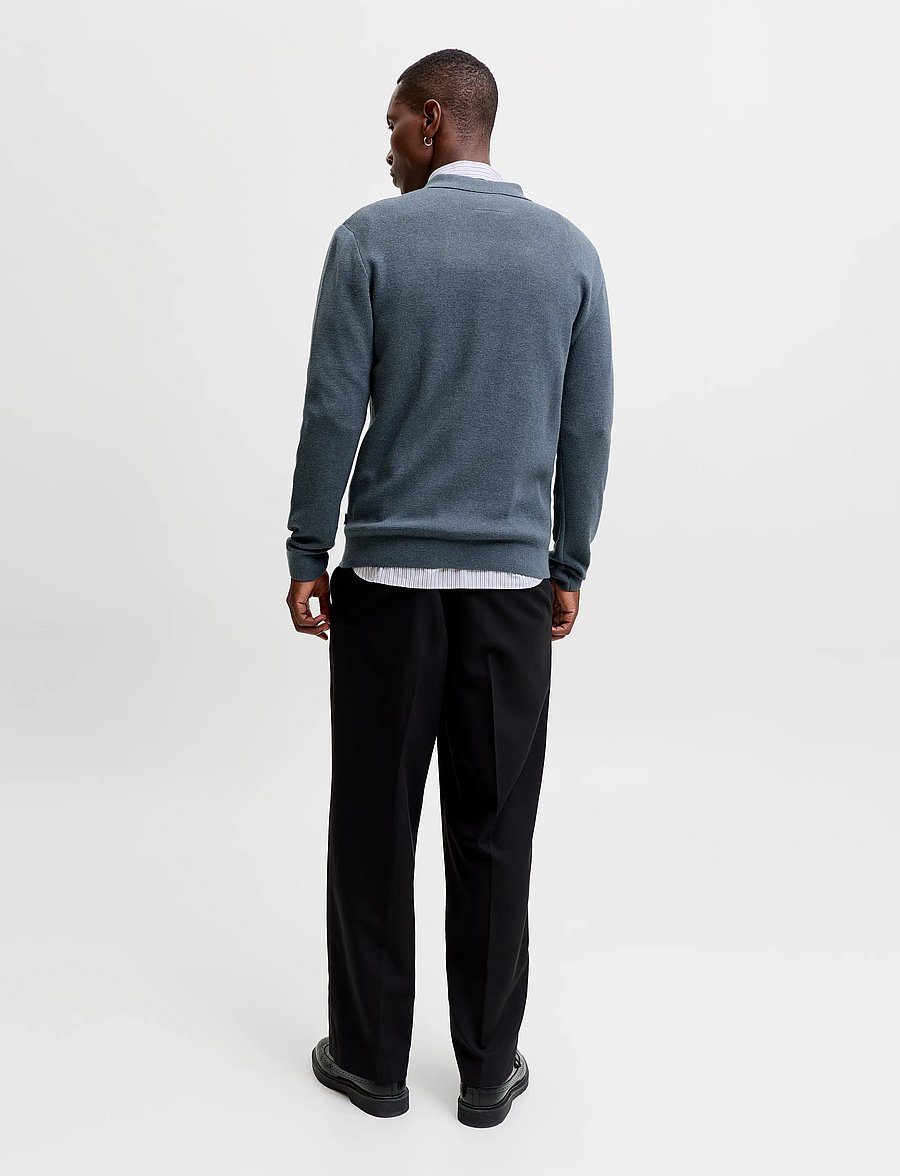 Jack & Jones - JJMILANO STITCH KNIT ZIP POLO SN - pullover mit halbem reißverschluss - turbulence - 3