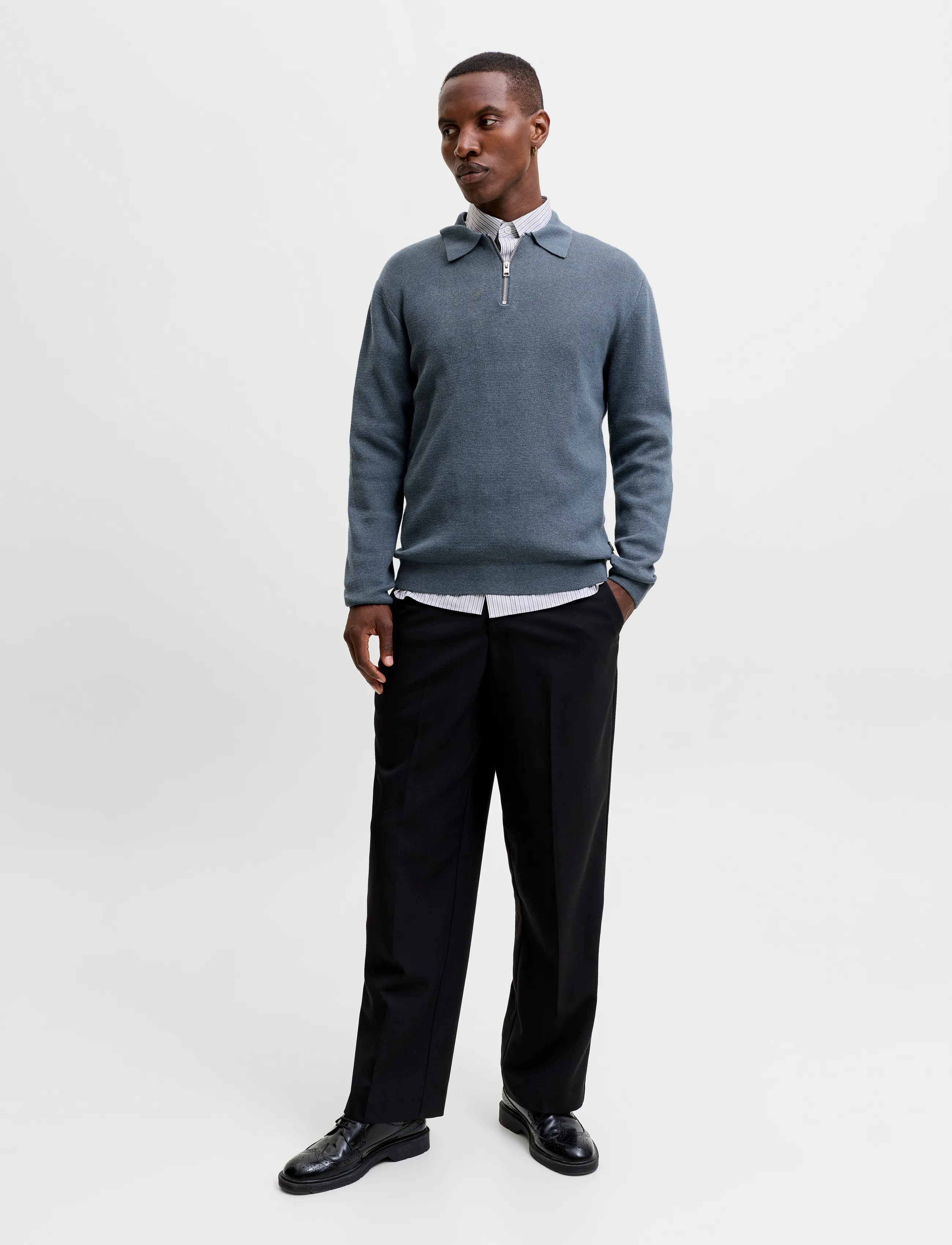 Jack & Jones - JJMILANO STITCH KNIT ZIP POLO SN - pullover mit halbem reißverschluss - turbulence - 4