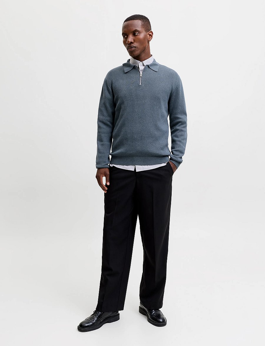 Jack & Jones - JJMILANO STITCH KNIT ZIP POLO SN - pullover mit halbem reißverschluss - turbulence - 4