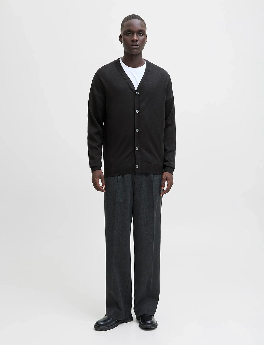 Jack & Jones - JPRBLAMERINO KNIT V-NECK CARDIGAN - cardigans - black - 0