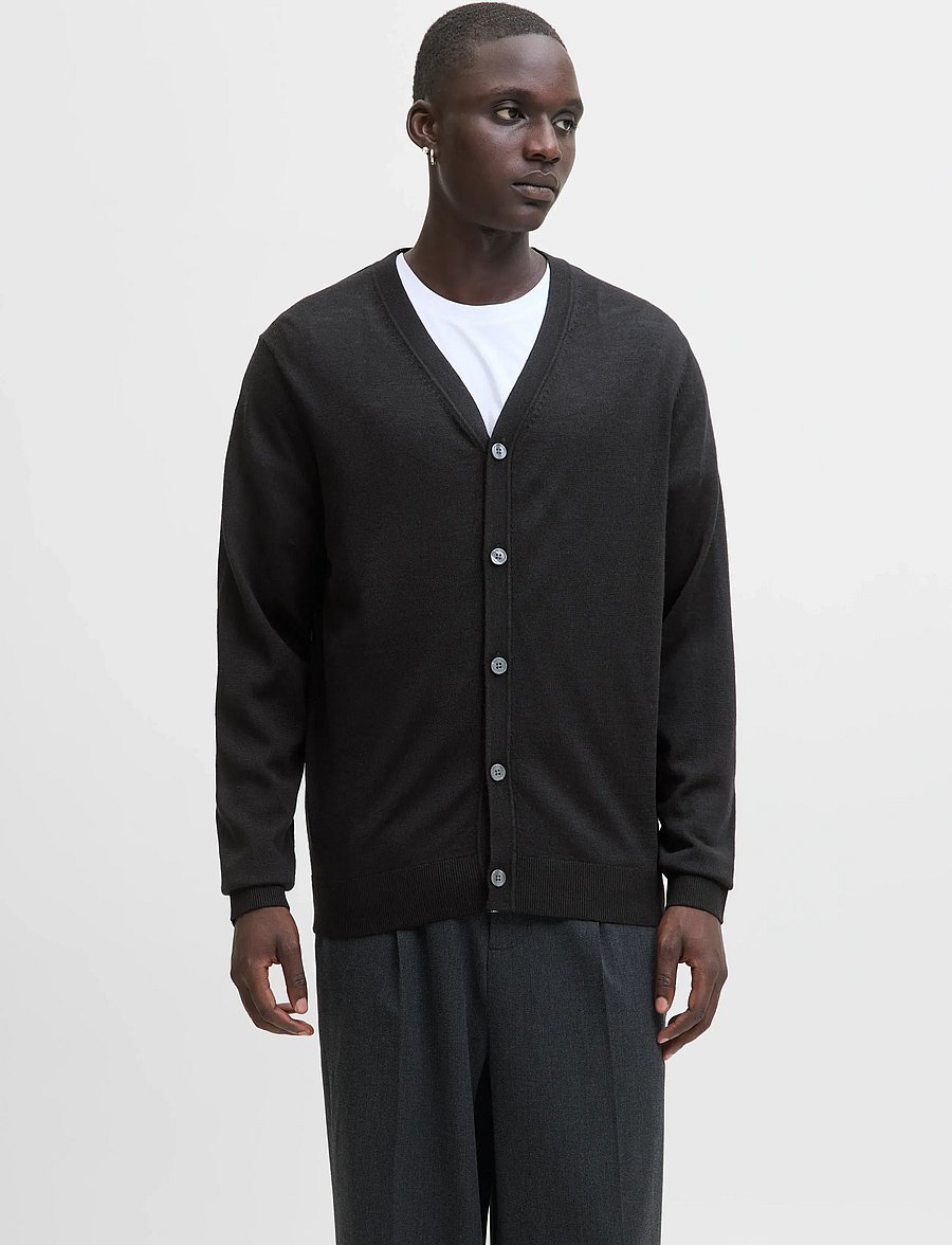 Jack & Jones - JPRBLAMERINO KNIT V-NECK CARDIGAN - cardigans - black - 4