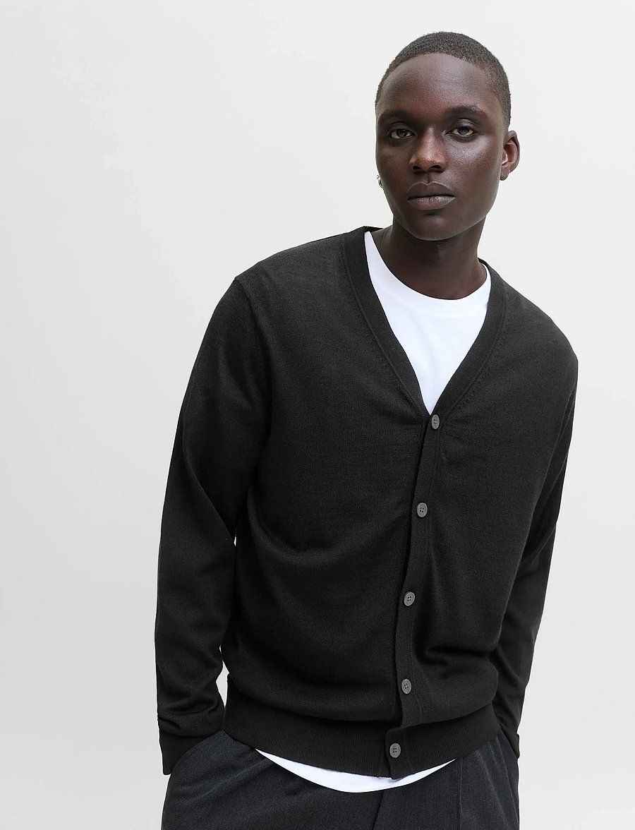 Jack & Jones - JPRBLAMERINO KNIT V-NECK CARDIGAN - cardigans - black - 5