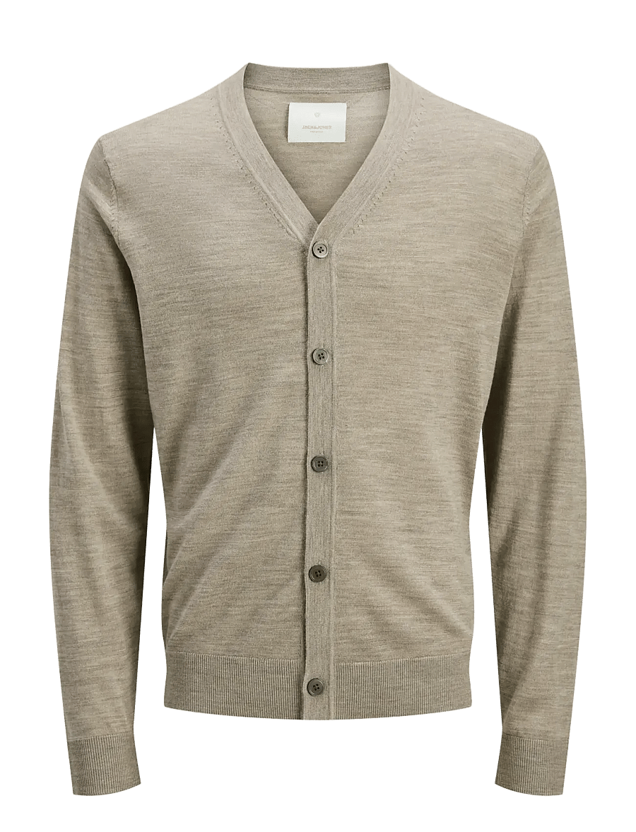 Jack & Jones - JPRBLAMERINO KNIT V-NECK CARDIGAN - cardigans - greige - 0
