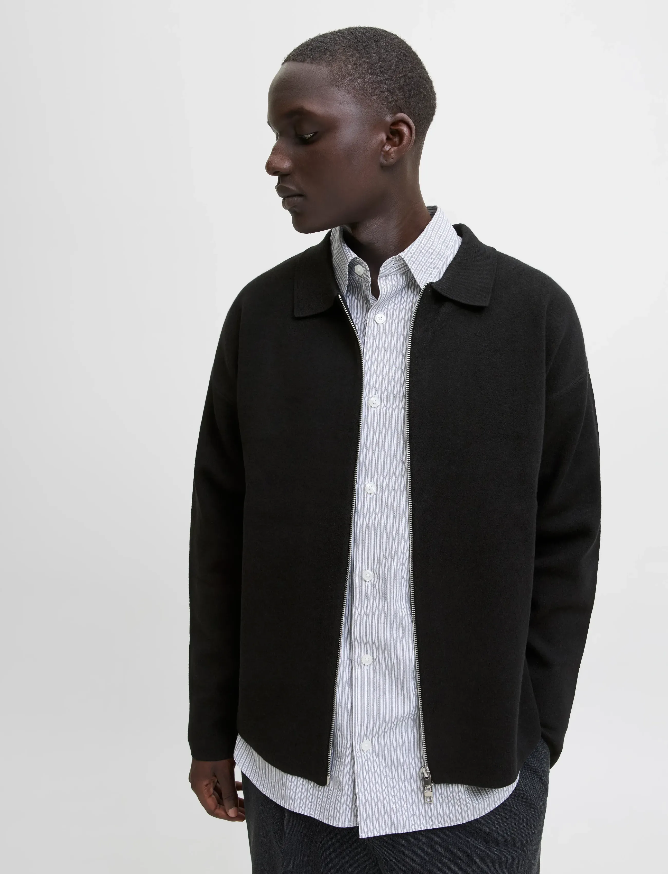 Jack & Jones JPRBLABRADFORT KNIT CARDIGAN - Pullover mit durchgehendem Reißverschluss - BLACK / black