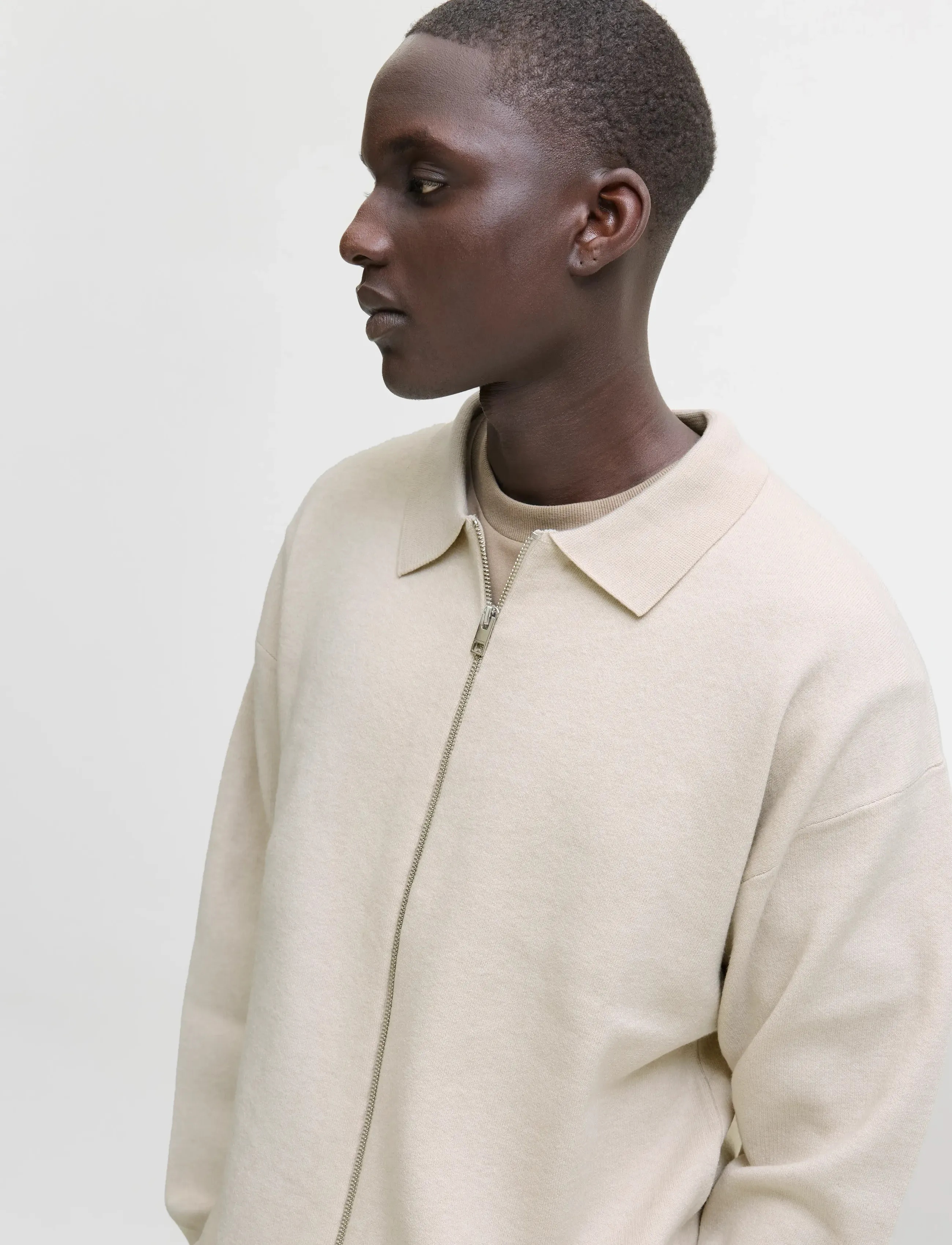 Jack & Jones JPRBLABRADFORT KNIT CARDIGAN - Pullover mit durchgehendem Reißverschluss - SILVER LINING / cream