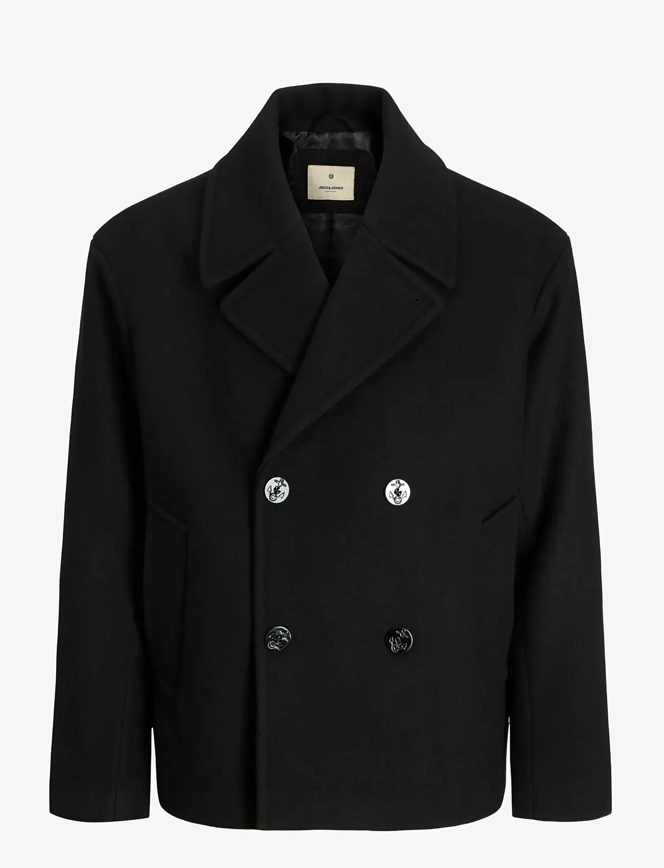 Jack & Jones - JPRBLUASHER WOOL BLEND PEACOAT - winterjacken - black - 1
