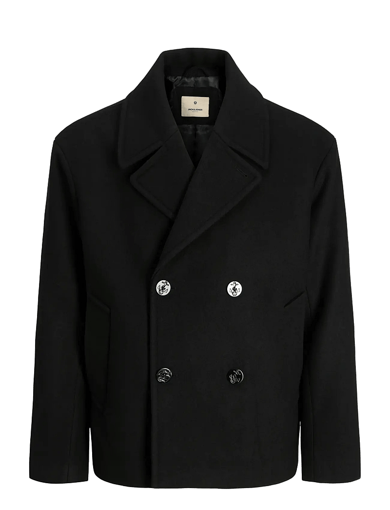 Jack & Jones - JPRBLUASHER WOOL BLEND PEACOAT - winterjacken - black - 1