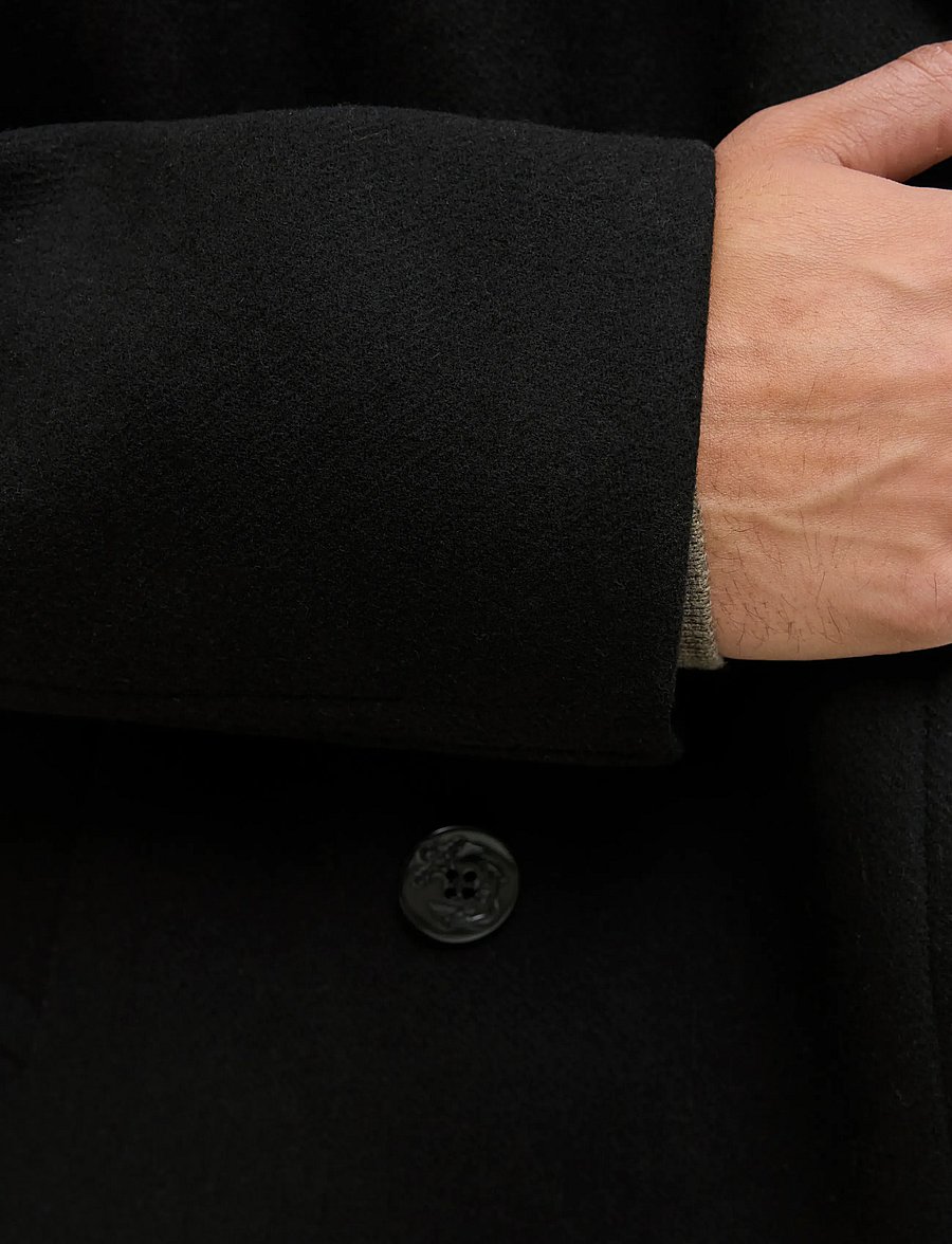 Jack & Jones - JPRBLUASHER WOOL BLEND PEACOAT - wollmäntel - black - 4