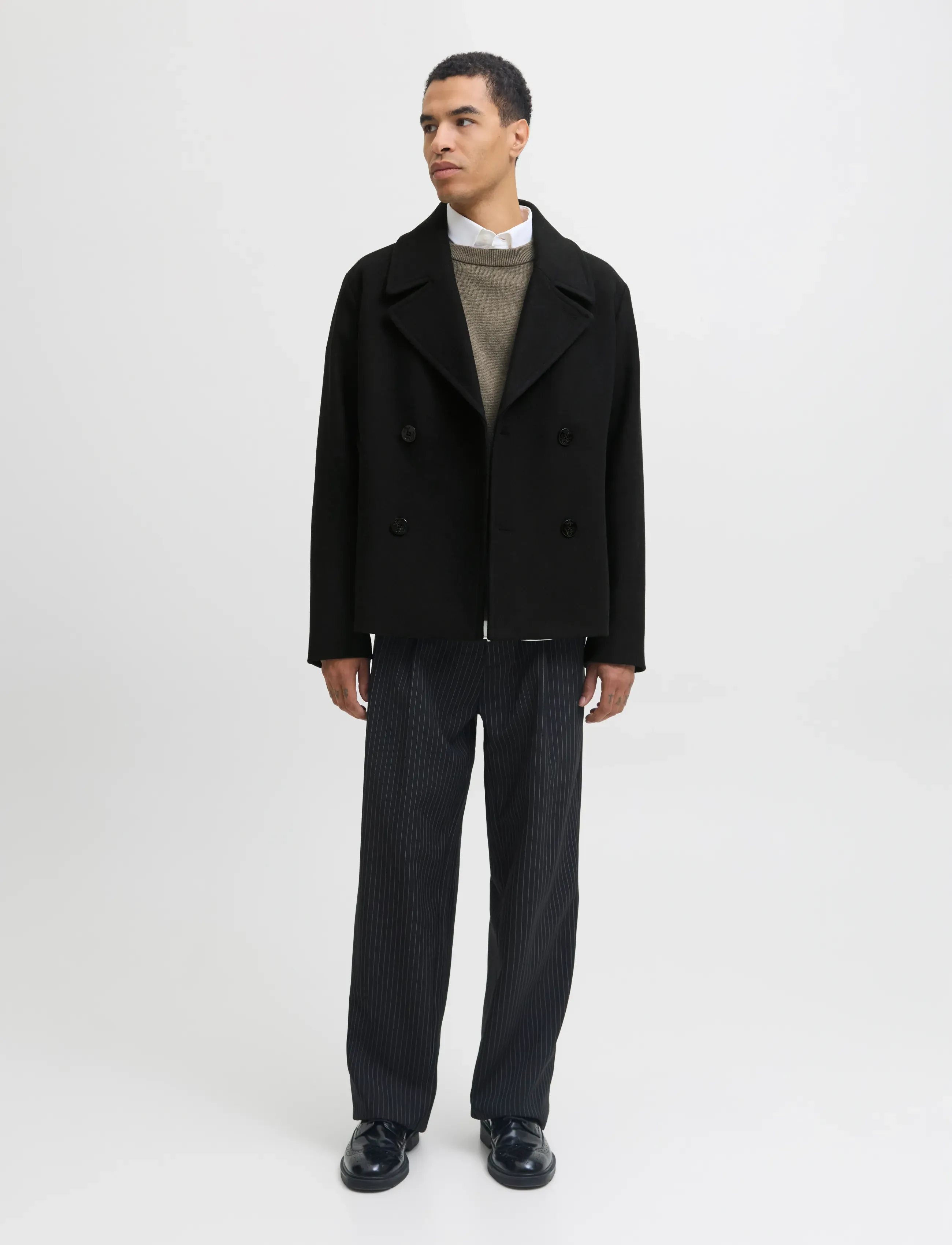 Jack & Jones - JPRBLUASHER WOOL BLEND PEACOAT - wool coats - black - 5