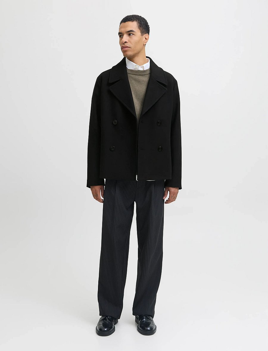 Jack & Jones - JPRBLUASHER WOOL BLEND PEACOAT - wollmäntel - black - 5
