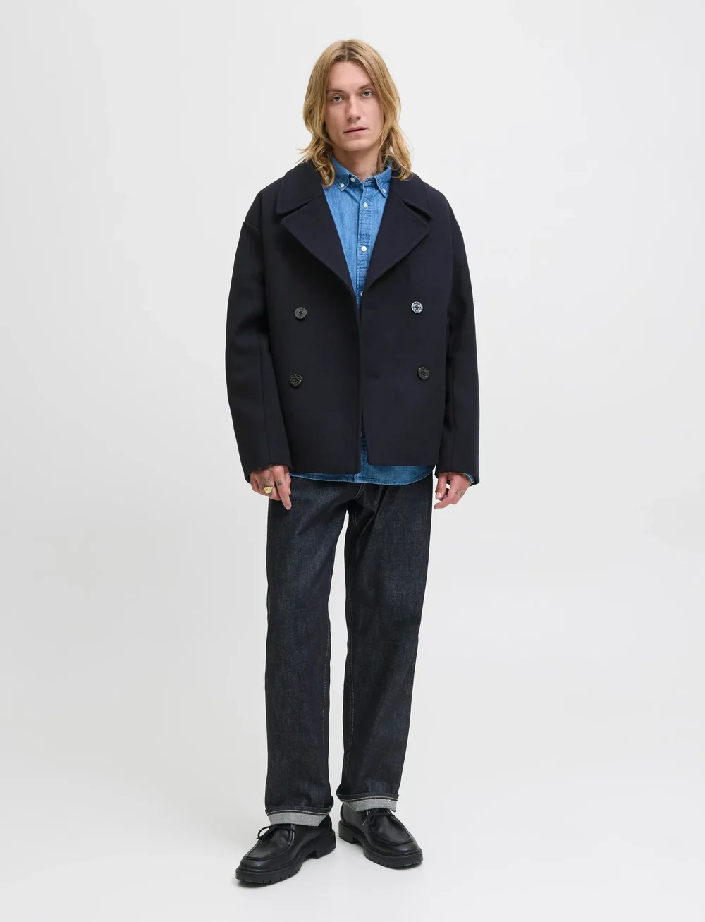 Jack & Jones - JPRBLUASHER WOOL BLEND PEACOAT - wool coats - dark navy - 4