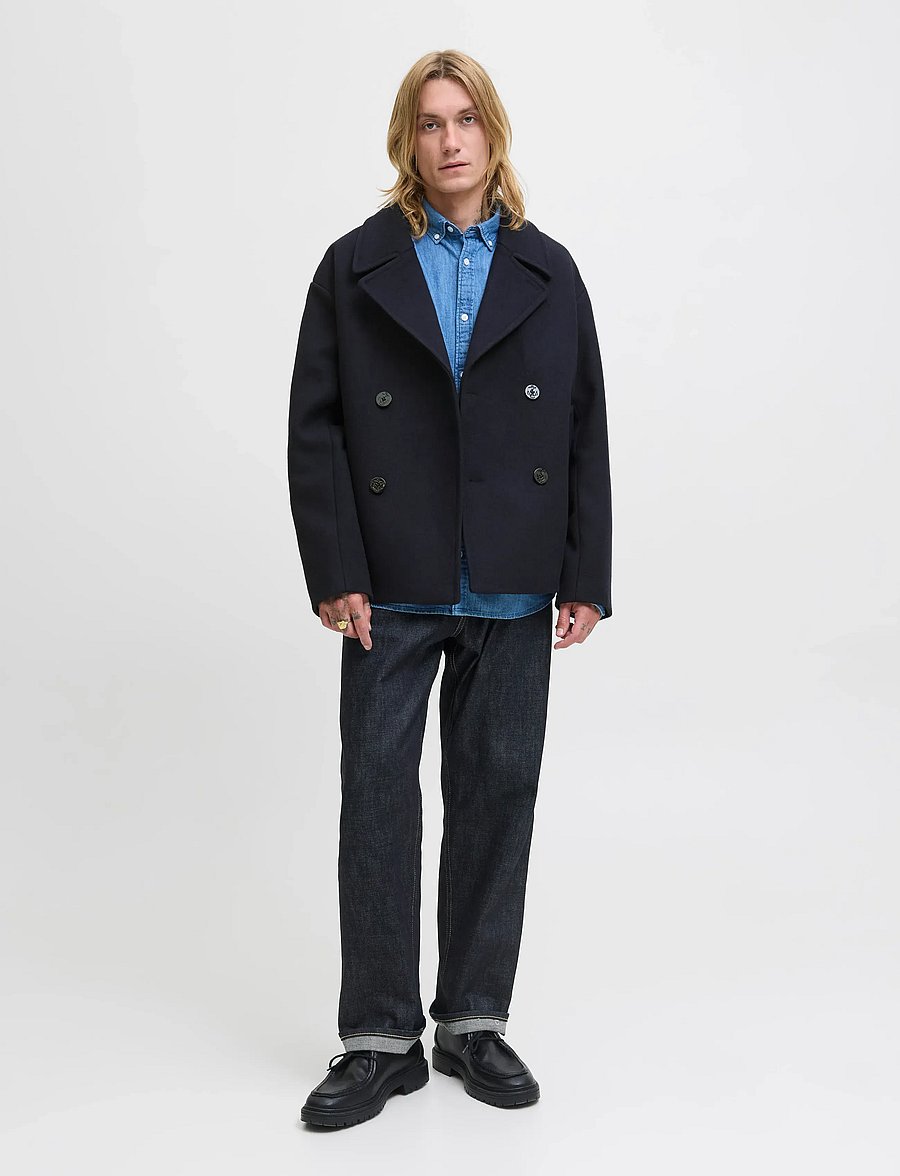 Jack & Jones - JPRBLUASHER WOOL BLEND PEACOAT - manteaux de laine - dark navy - 4