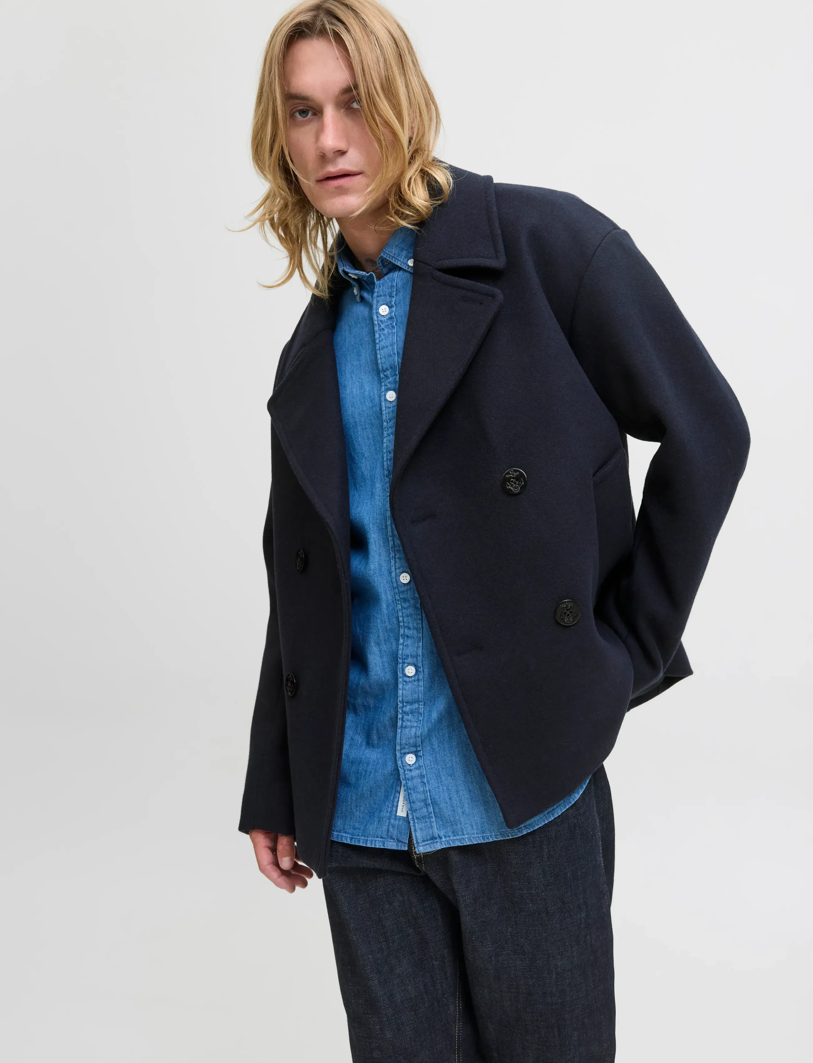 Jack & Jones - JPRBLUASHER WOOL BLEND PEACOAT - winter jackets - dark navy - 5