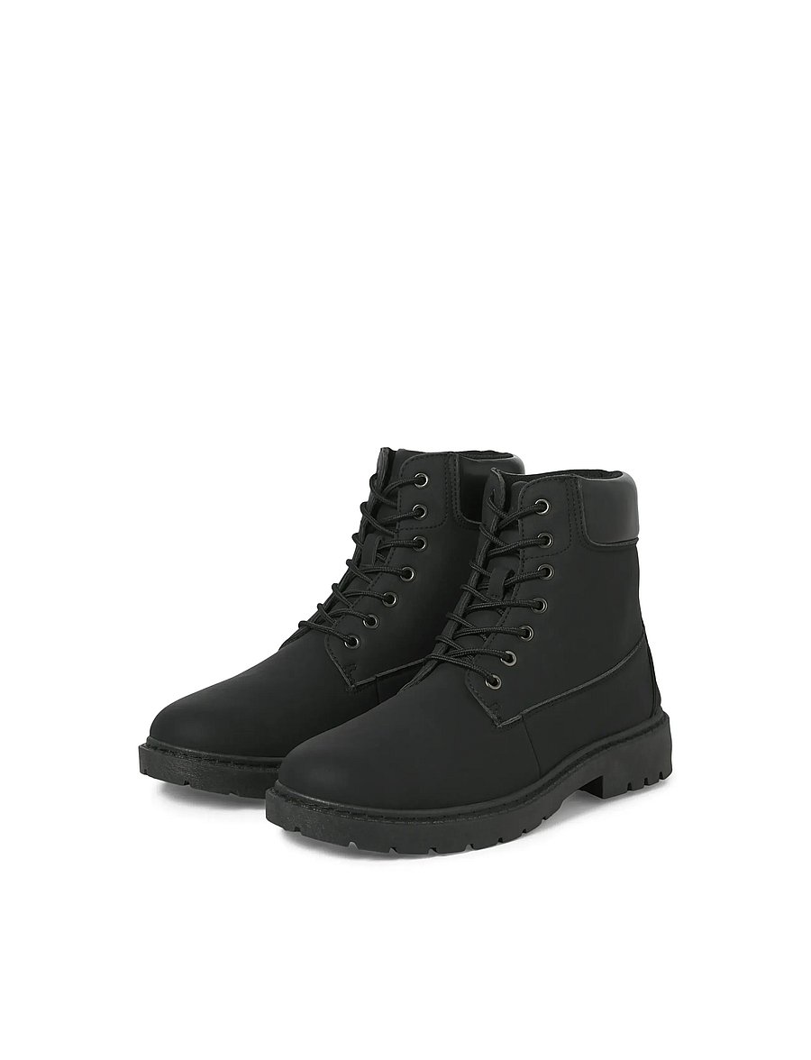 Jack & Jones - JFWAINSWORTH PU BOOT - støvler med snøre - anthracite - 4