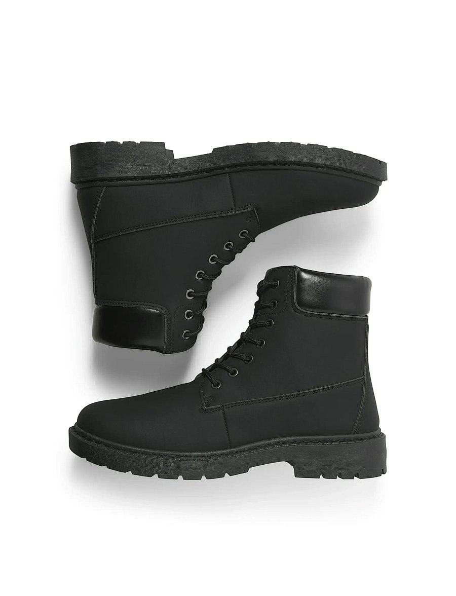 Jack & Jones - JFWAINSWORTH PU BOOT - støvler med snøre - anthracite - 5
