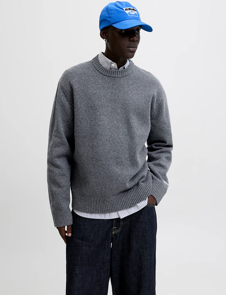 Jack & Jones - JORNORREBRO KNIT CREW NECK SN - dark grey melange - 0