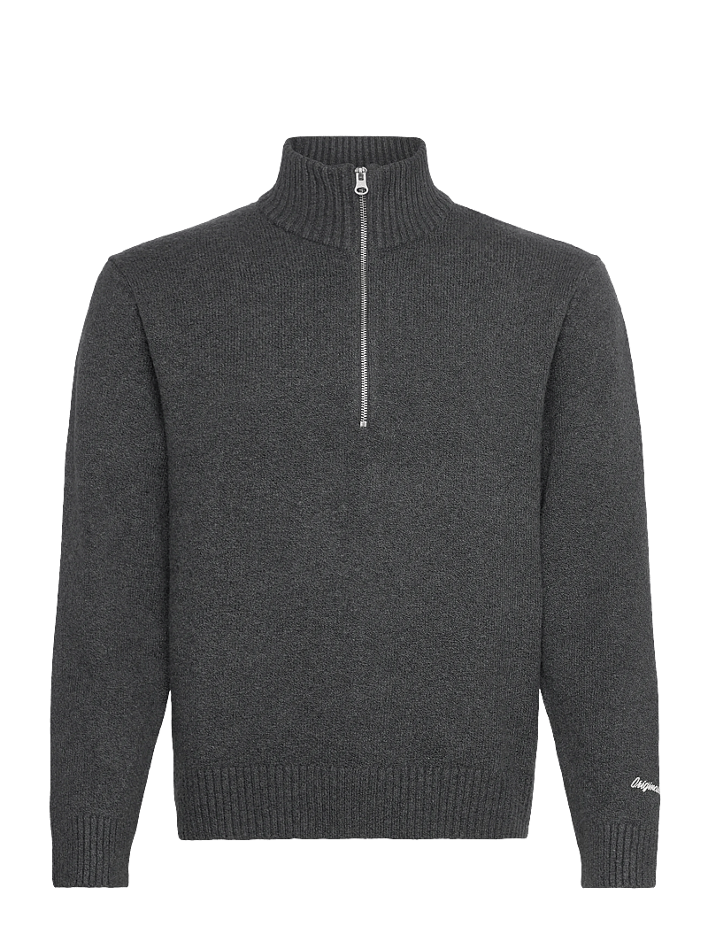 Jack & Jones - JORNORREBRO KNIT HALF ZIP SN - half zip jumpers - dark grey melange - 1