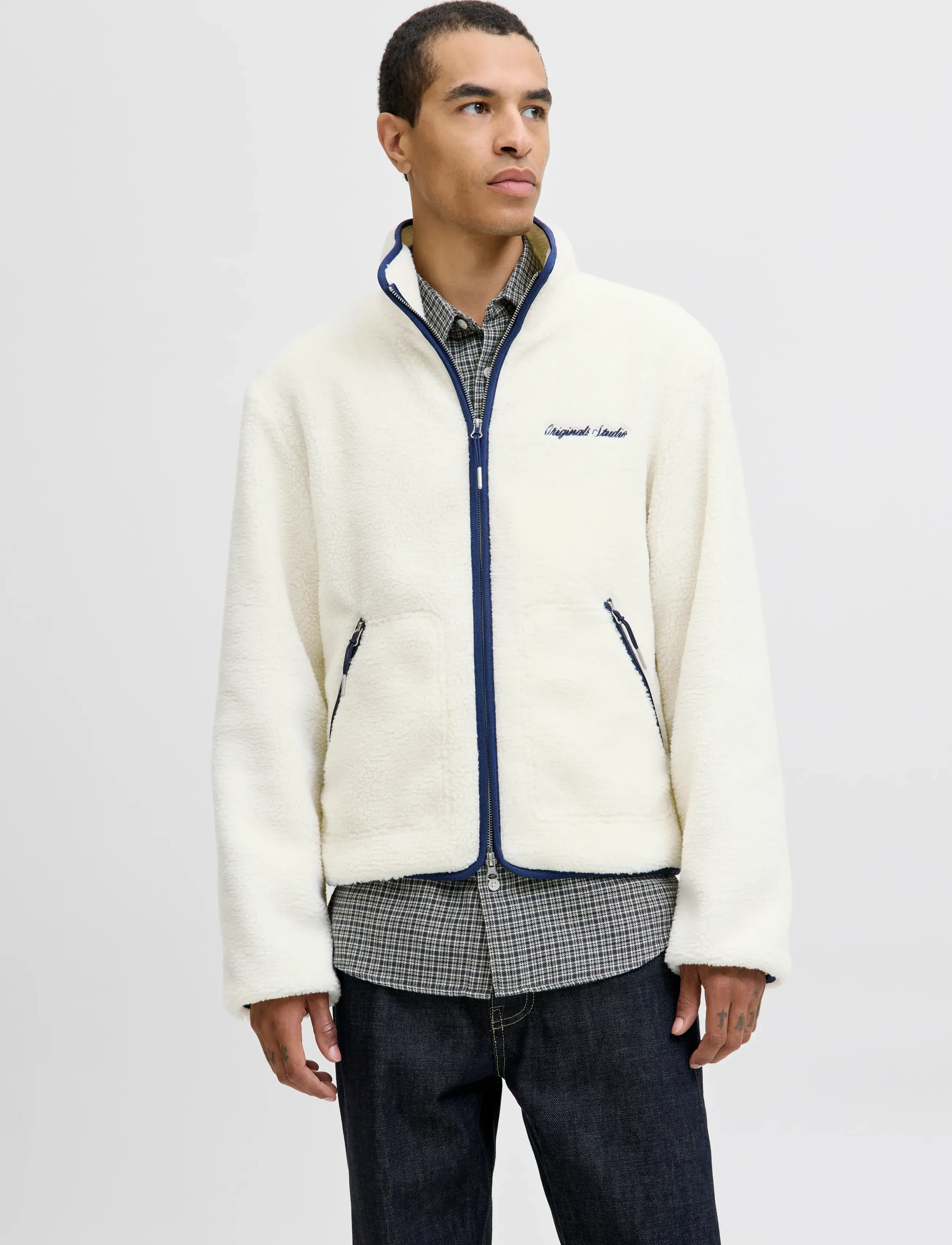 Jack & Jones Jornorrebro Teddy Jacket Sn, Mænd, Teddy Fleece Jakke, Hvid, Str: S