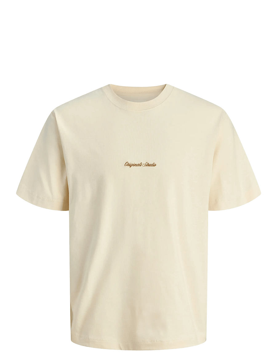 Jack & Jones - JORNORREBRO EMB TEE SS CREW NECK NOOS - kurzärmelige t-shirts - antique white - 1