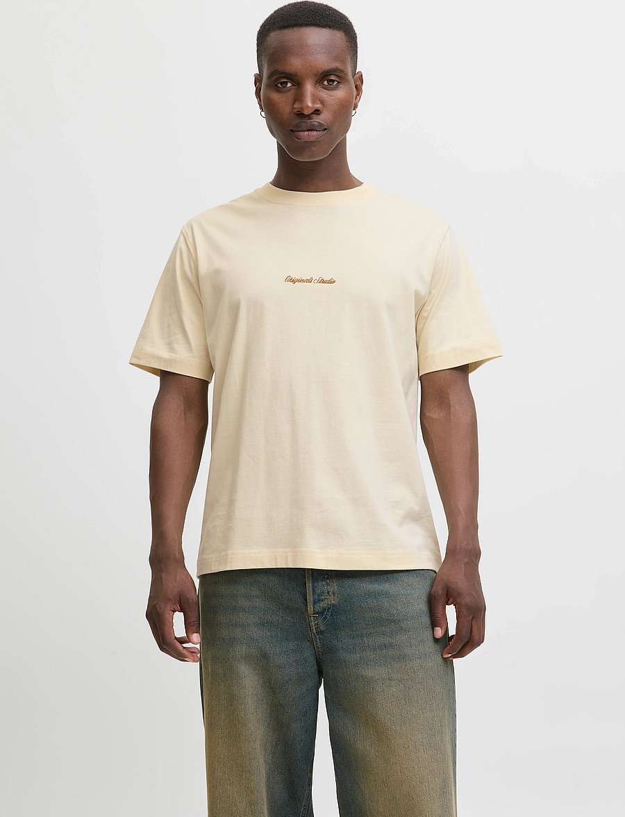 Jack & Jones - JORNORREBRO EMB TEE SS CREW NECK NOOS - kurzärmelige t-shirts - antique white - 0