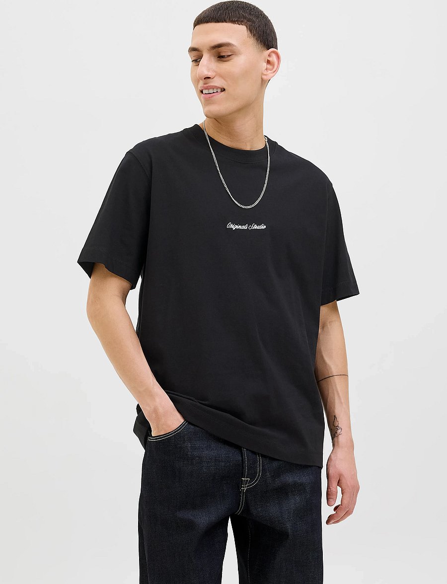 Jack & Jones - JORNORREBRO EMB TEE SS CREW NECK NOOS - kurzärmelige t-shirts - black - 0