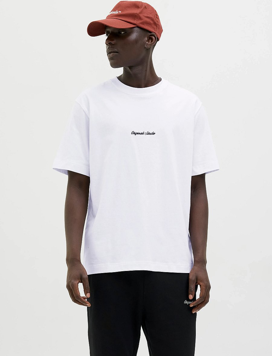Jack & Jones - JORNORREBRO EMB TEE SS CREW NECK NOOS - kurzärmelige t-shirts - bright white - 0