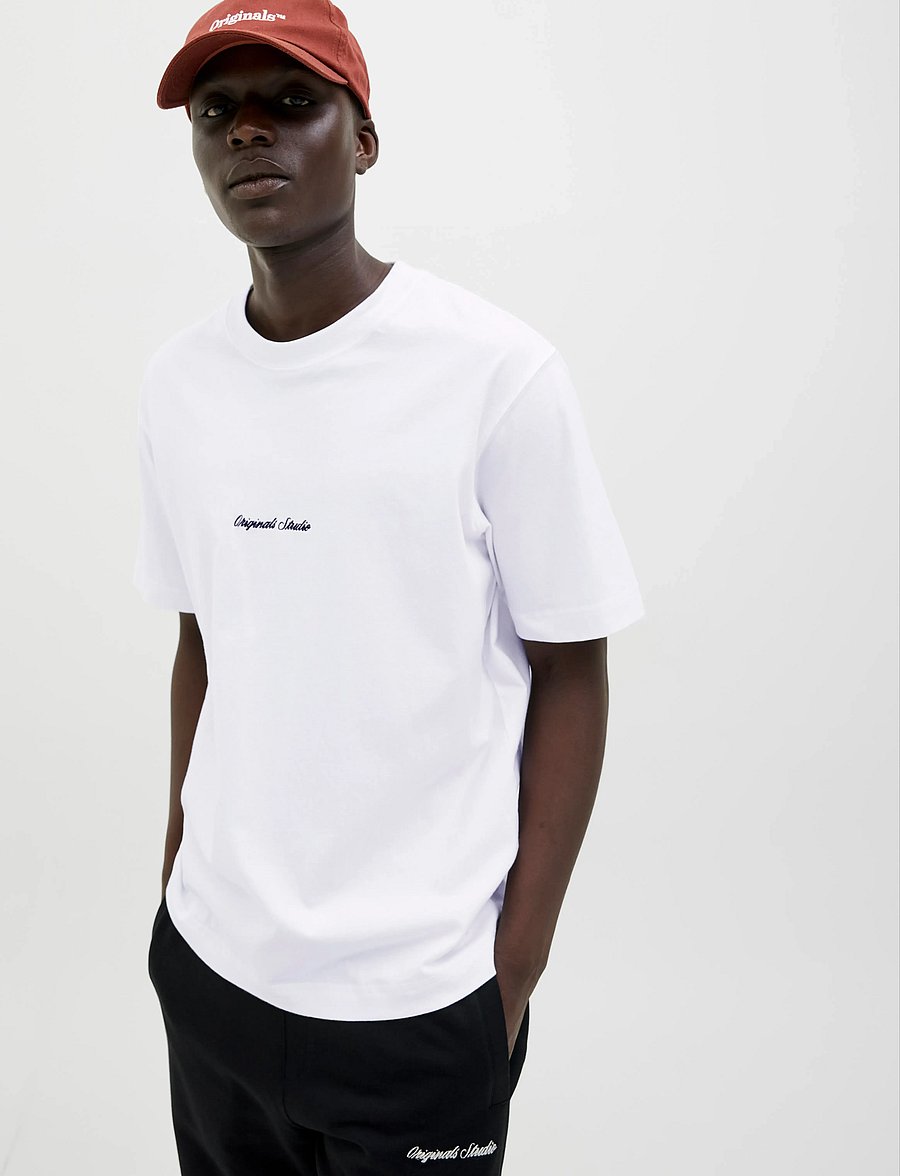Jack & Jones - JORNORREBRO EMB TEE SS CREW NECK NOOS - kurzärmelige t-shirts - bright white - 4