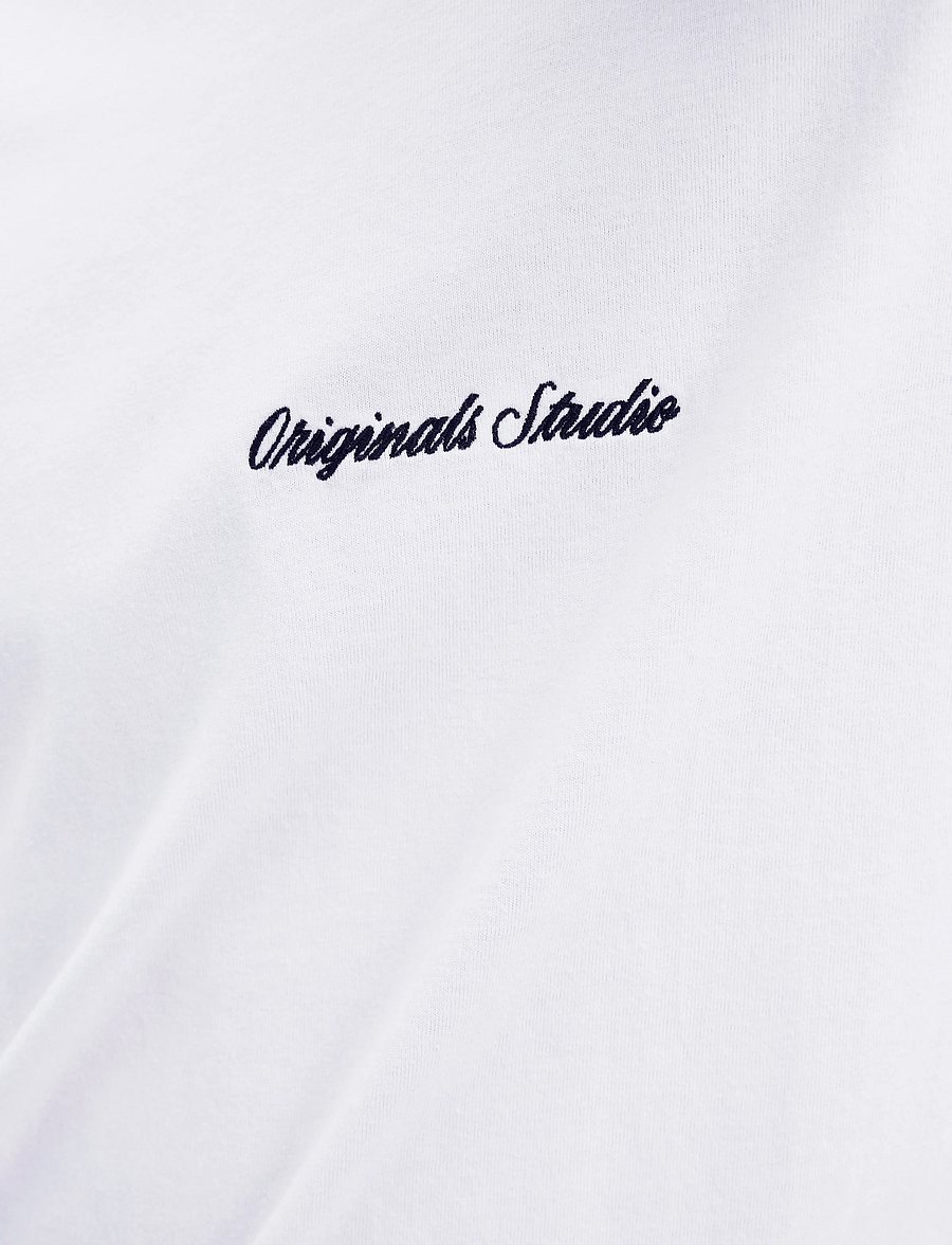 Jack & Jones - JORNORREBRO EMB TEE SS CREW NECK NOOS - kurzärmelige t-shirts - bright white - 5