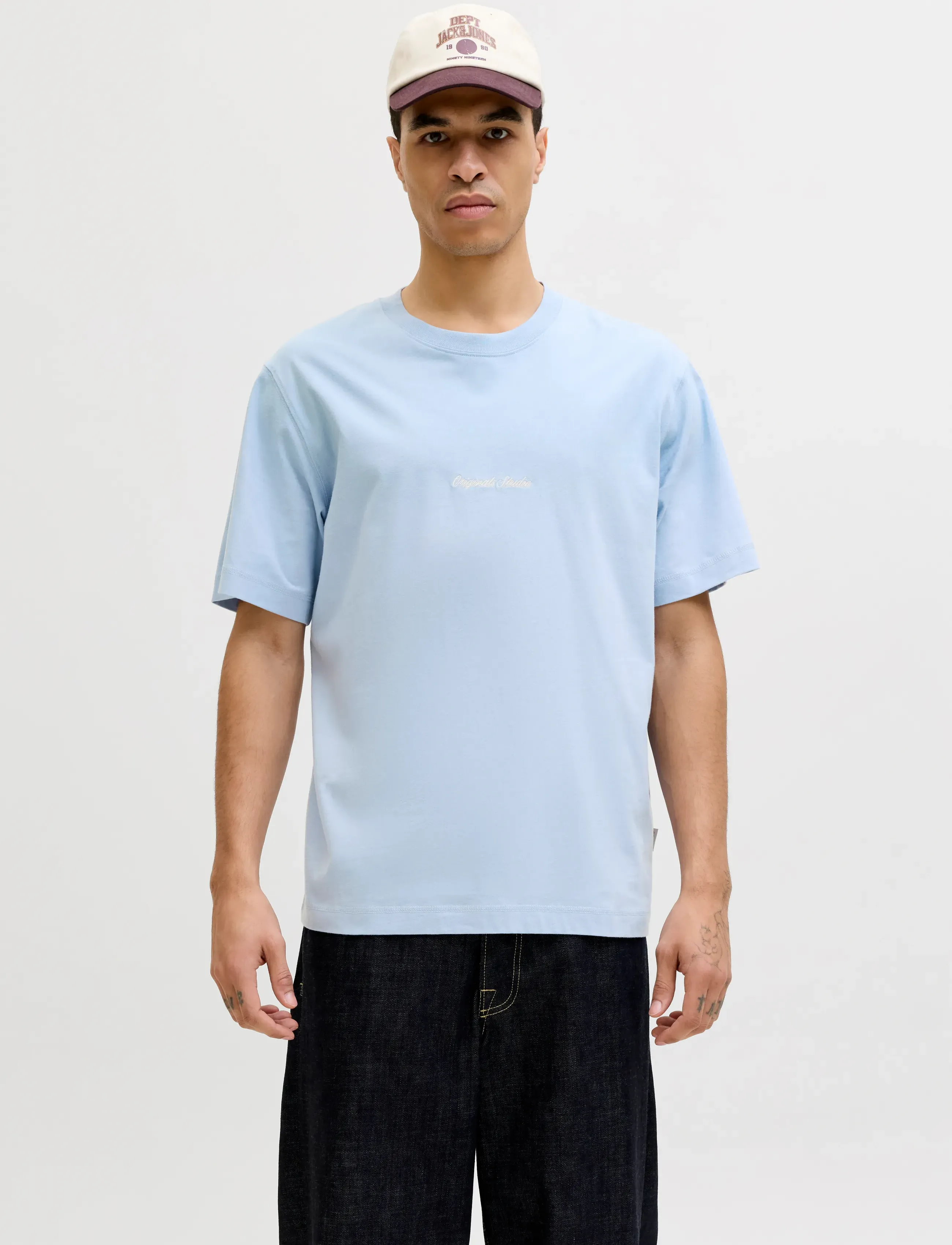 Jack & Jones JORNORREBRO EMB TEE SS CREW NECK NOOS - App deal - CASHMERE BLUE / blue