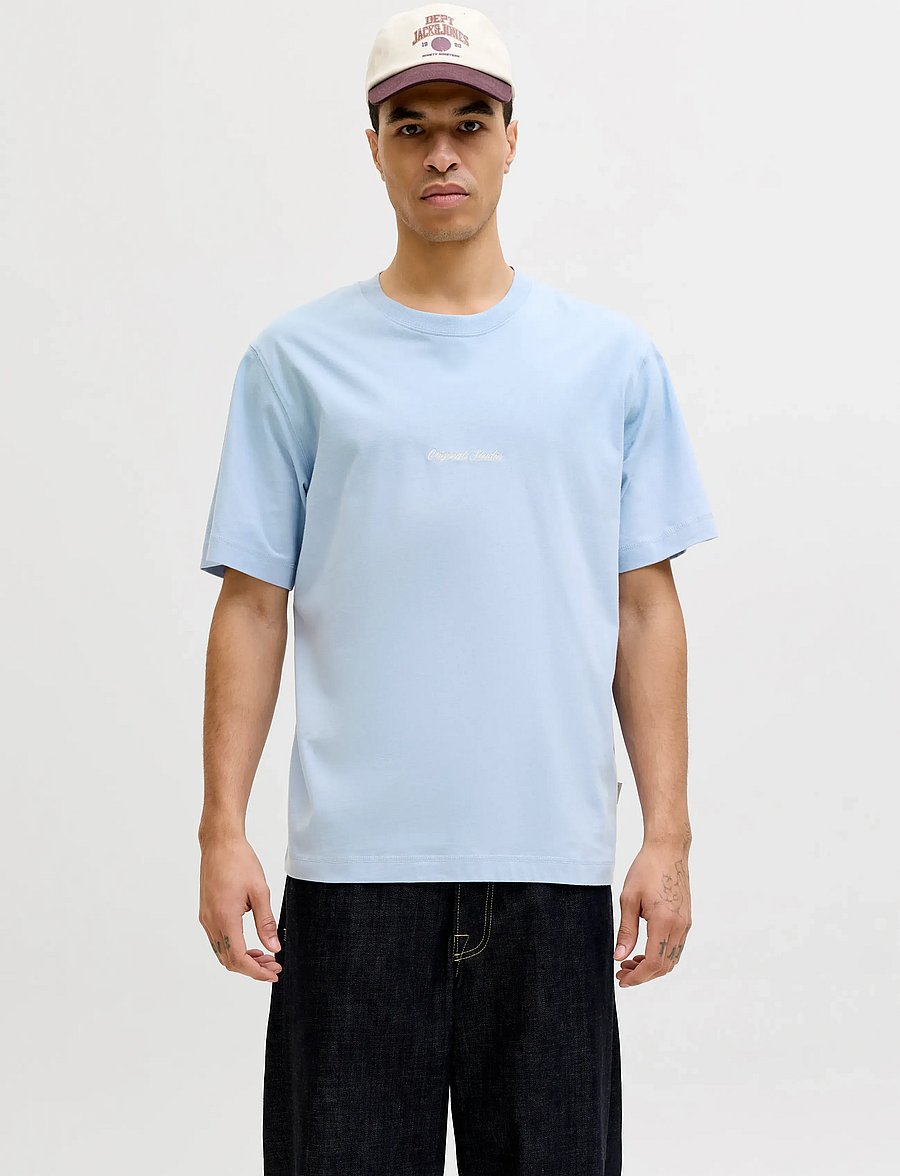 Jack & Jones - JORNORREBRO EMB TEE SS CREW NECK NOOS - short-sleeved t-shirts - cashmere blue - 0
