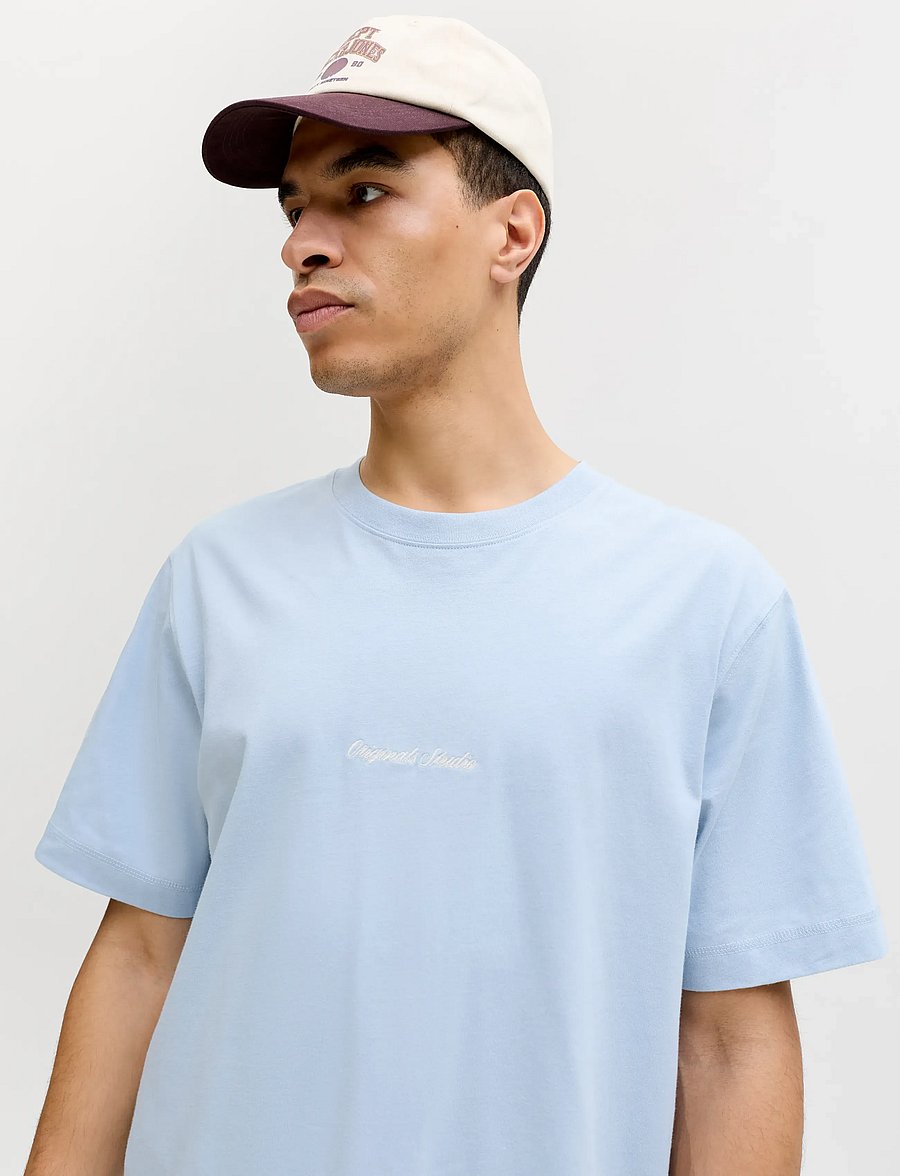 Jack & Jones - JORNORREBRO EMB TEE SS CREW NECK NOOS - short-sleeved t-shirts - cashmere blue - 4