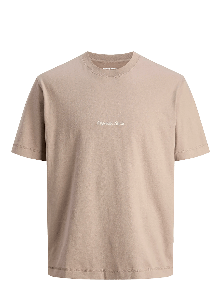 Jack & Jones - JORNORREBRO EMB TEE SS CREW NECK NOOS - kurzärmelige t-shirts - mocha meringue - 1