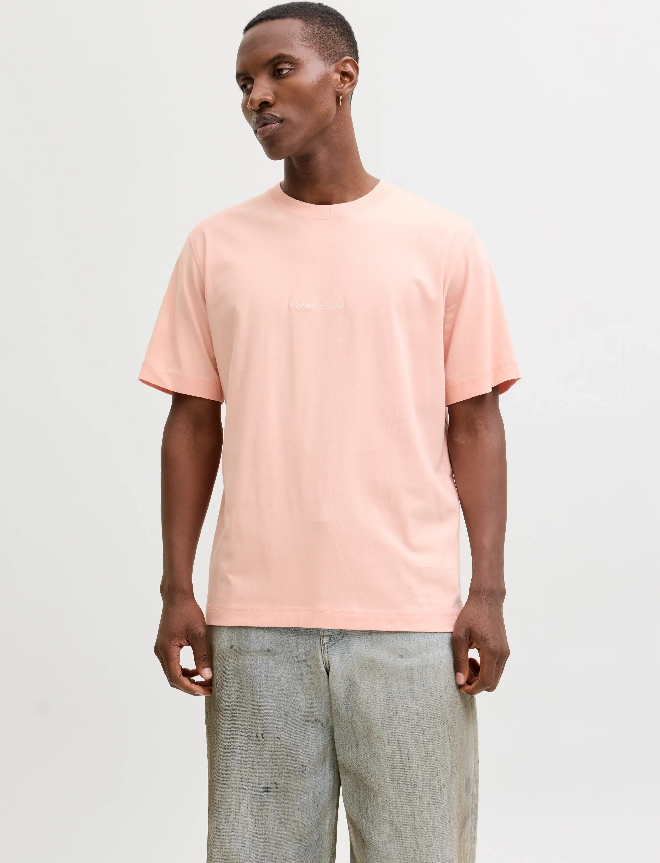 Jack & Jones Jornorrebro Emb Tee Ss Crew Neck Noos, XS, T-shirts, Rosa - Short-sleeved, Männerswear