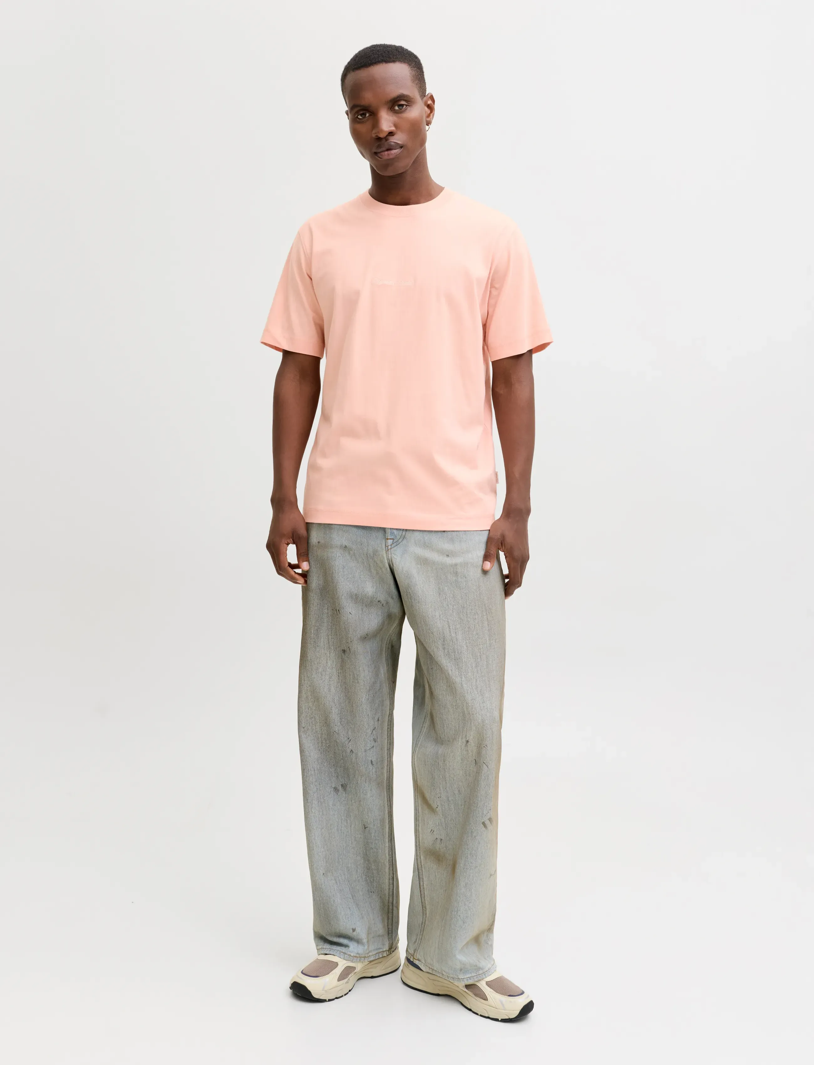 Jack & Jones - JORNORREBRO EMB TEE SS CREW NECK NOOS - krótki rękaw - peach melba - 2