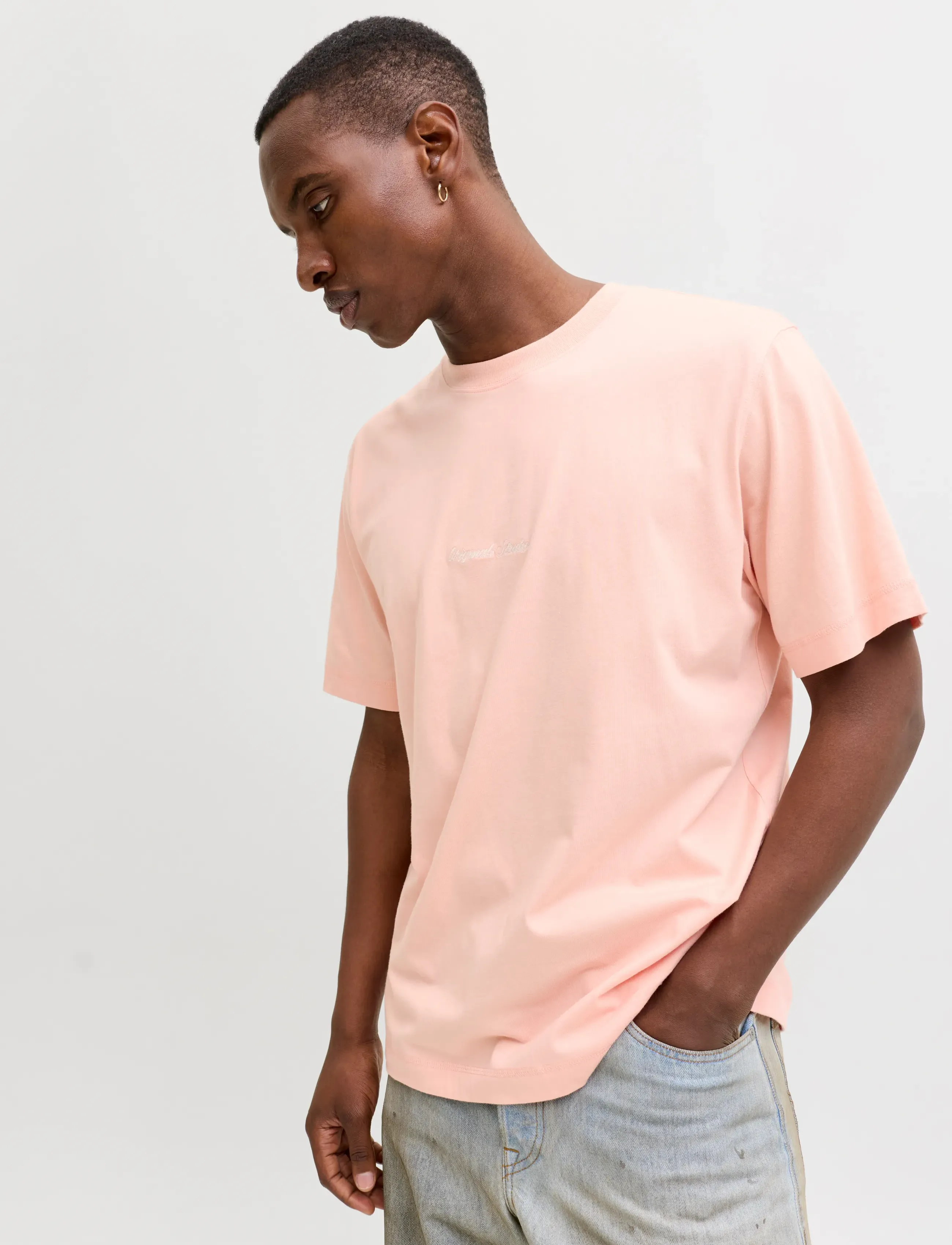 Jack & Jones - JORNORREBRO EMB TEE SS CREW NECK NOOS - krótki rękaw - peach melba - 5