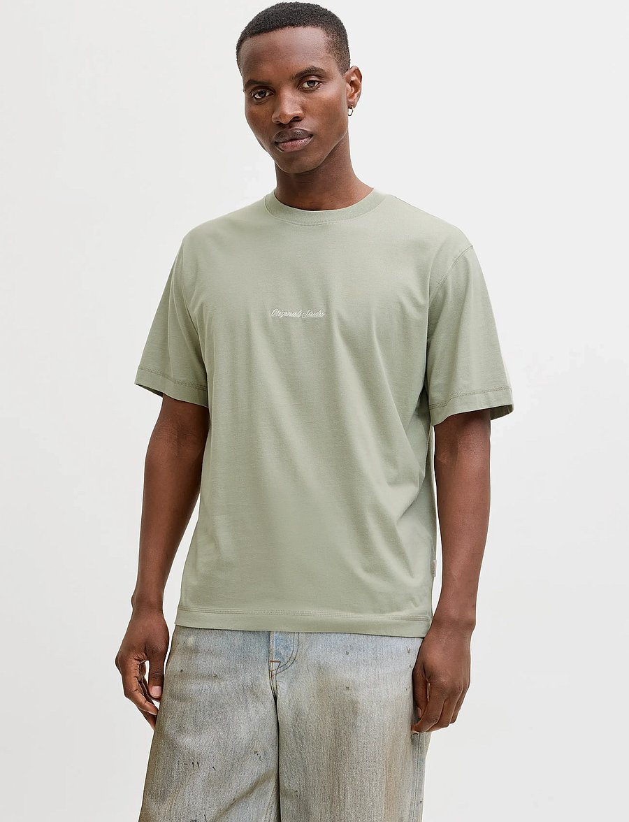 Jack & Jones - JORNORREBRO EMB TEE SS CREW NECK NOOS - short-sleeved t-shirts - seagrass - 0