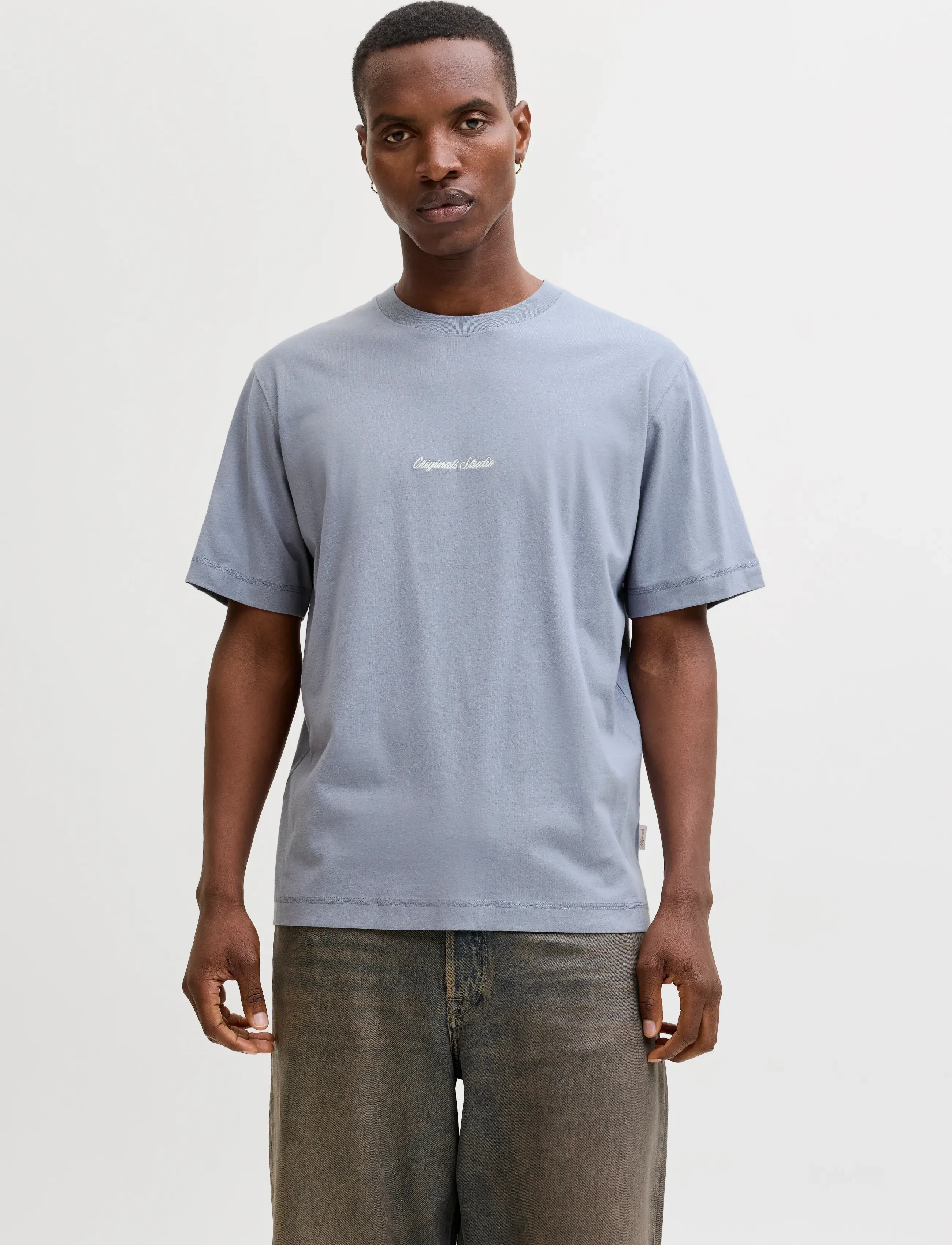 Jack & Jones Jornorrebro Emb Tee Ss Crew Neck Noos, L, T-shirts, Blau - Short-sleeved, Männerswear