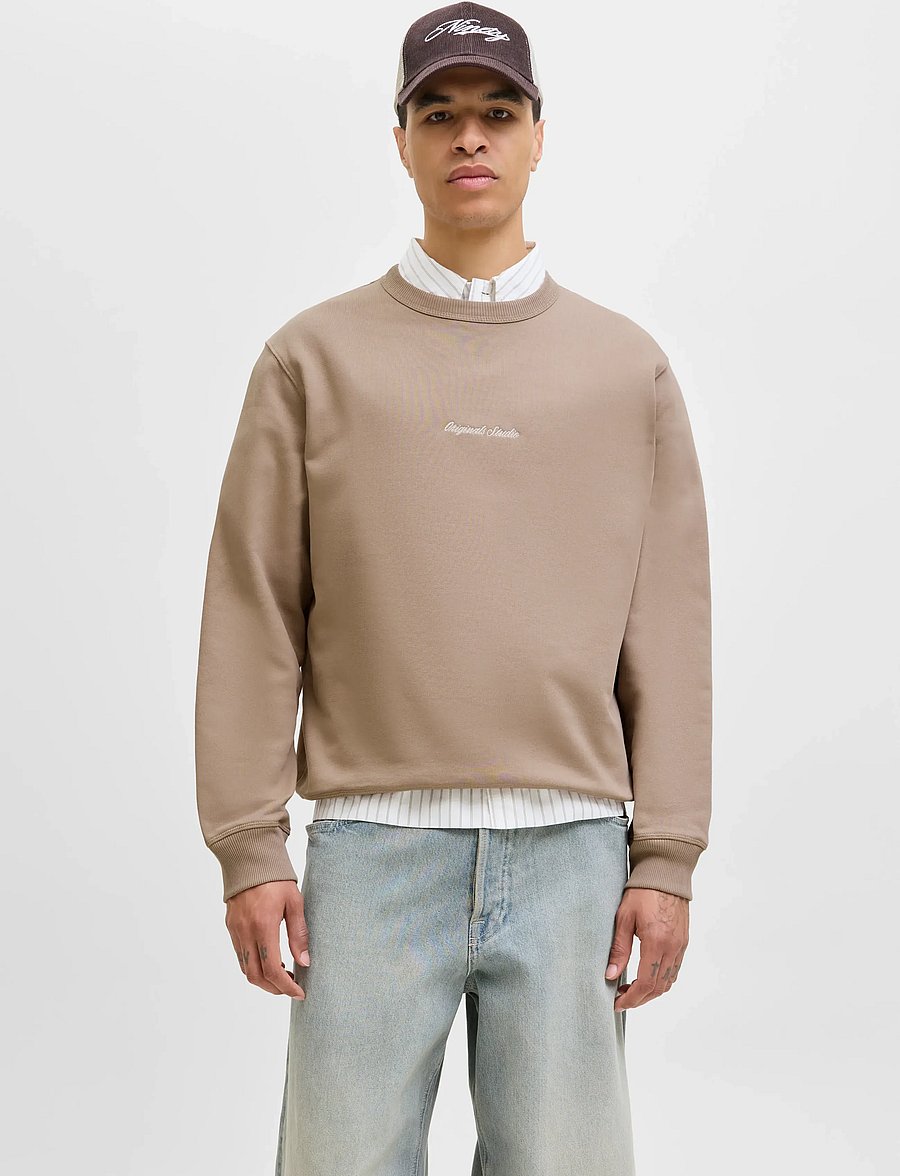 Jack & Jones - JORNORREBRO EMB SWEAT CREW NOOS - kolekcijos - mocha meringue - 0