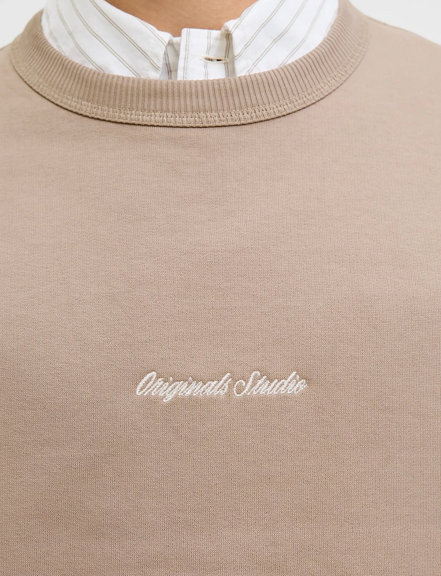 Jack & Jones - JORNORREBRO EMB SWEAT CREW NOOS - kolekcijos - mocha meringue - 5