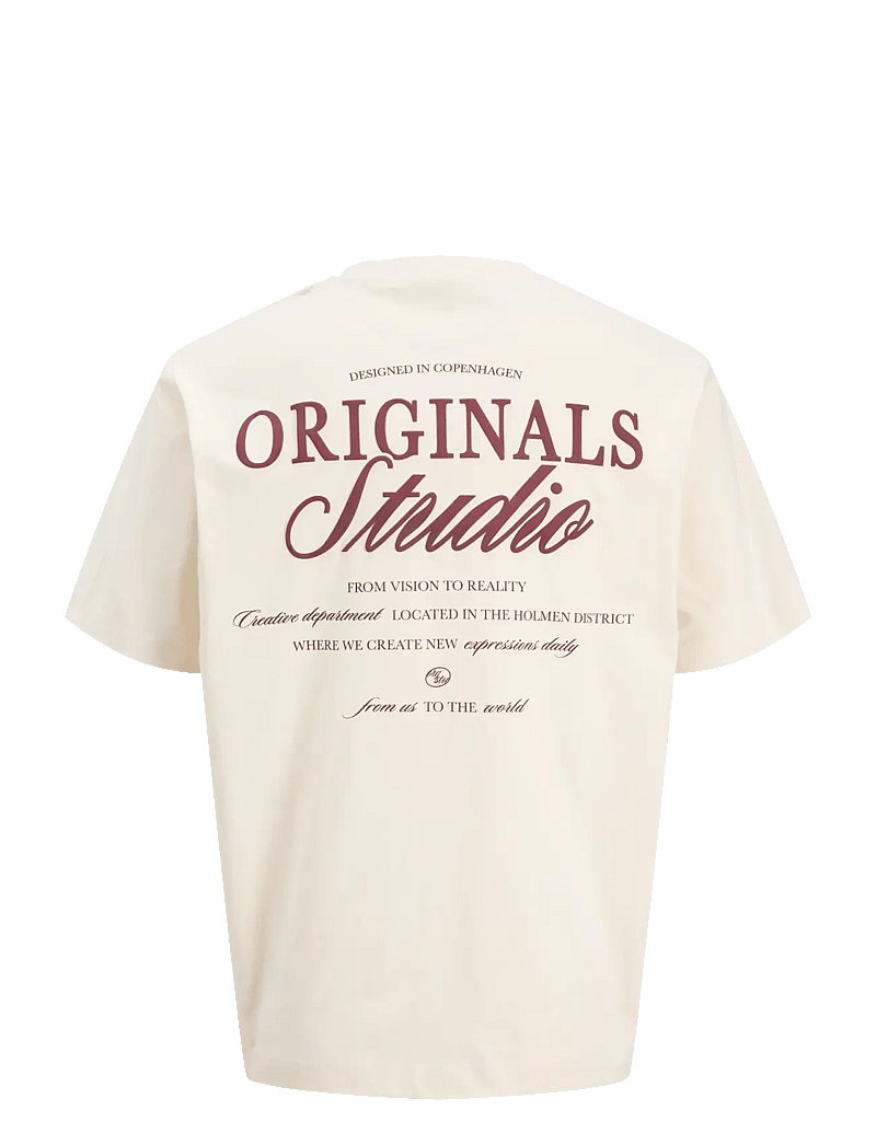 Jack & Jones - JORNORREBRO TYPO TEE SS CREW NECK NOOS - kortärmade t-shirts - antique white - 2