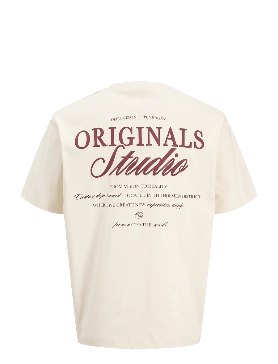 Jack & Jones - JORNORREBRO TYPO TEE SS CREW NECK NOOS - kortærmede t-shirts - antique white - 2
