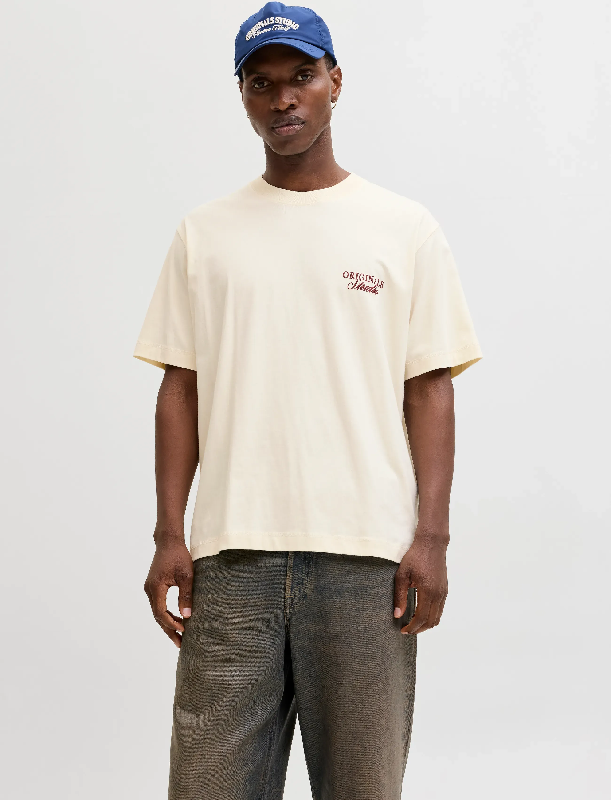 Jack & Jones JORNORREBRO TYPO TEE SS CREW NECK NOOS - Jack & Jones - ANTIQUE WHITE / beige