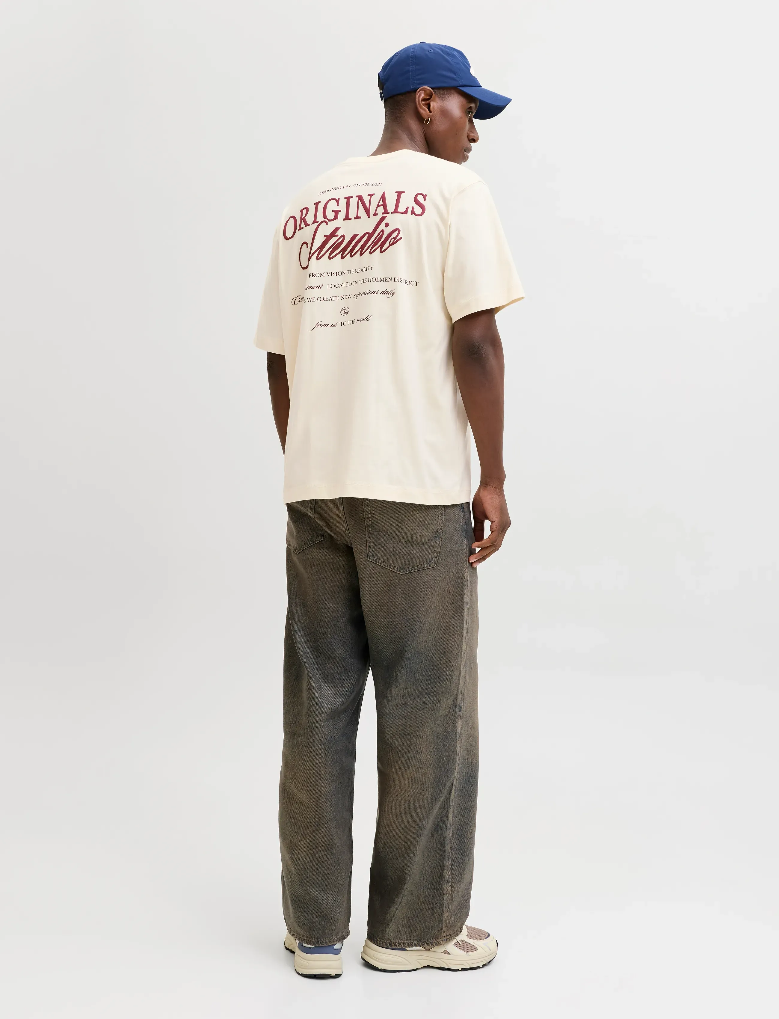 Jack & Jones - JORNORREBRO TYPO TEE SS CREW NECK NOOS - kortærmede t-shirts - antique white - 3