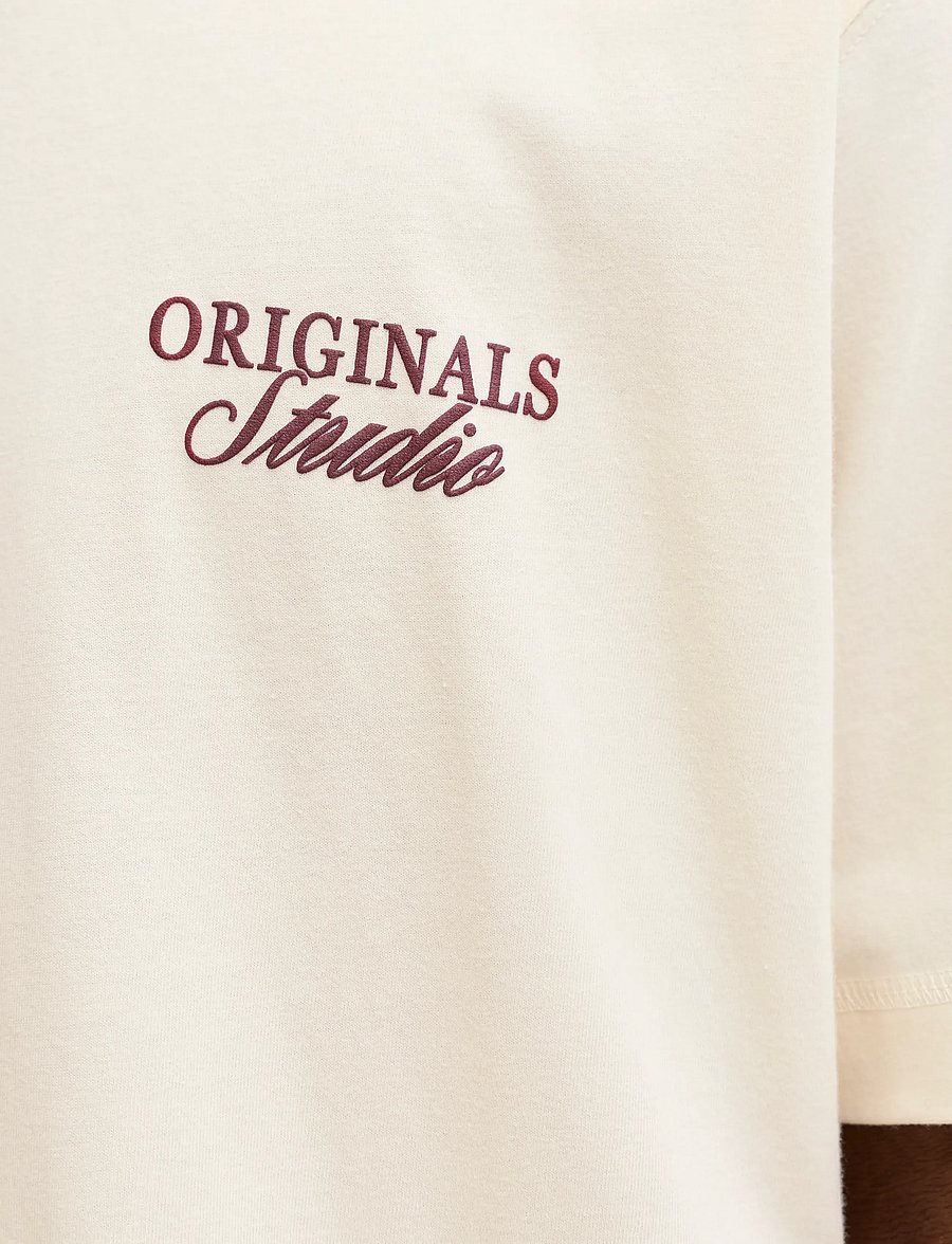 Jack & Jones - JORNORREBRO TYPO TEE SS CREW NECK NOOS - kortærmede t-shirts - antique white - 5
