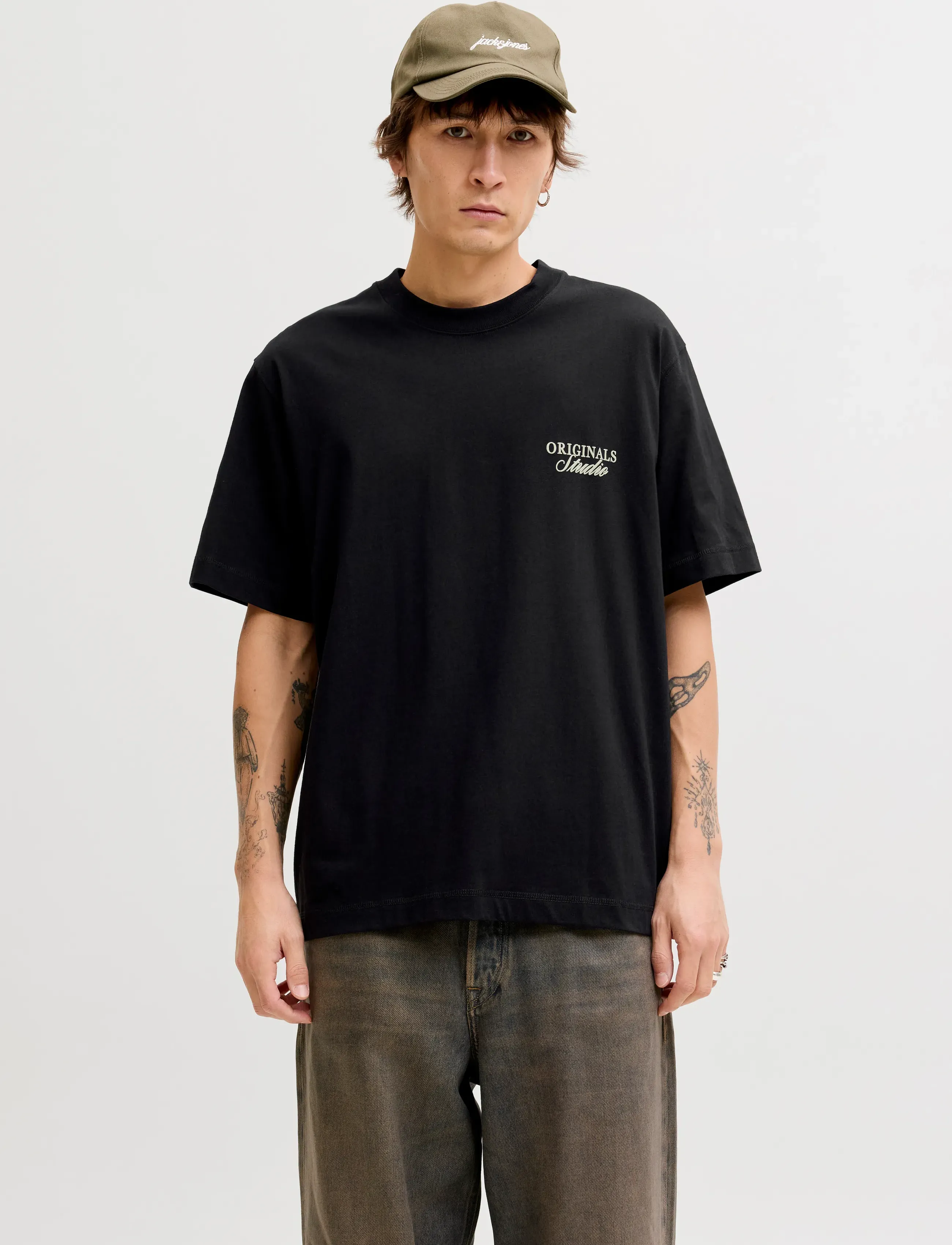 Jack & Jones JORNORREBRO TYPO TEE SS CREW NECK NOOS - Kläder - BLACK / black
